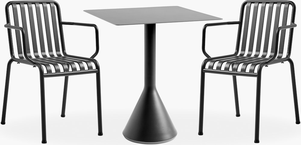 Palissade Cafe Set - Cone Table Square and 2 Armchairs