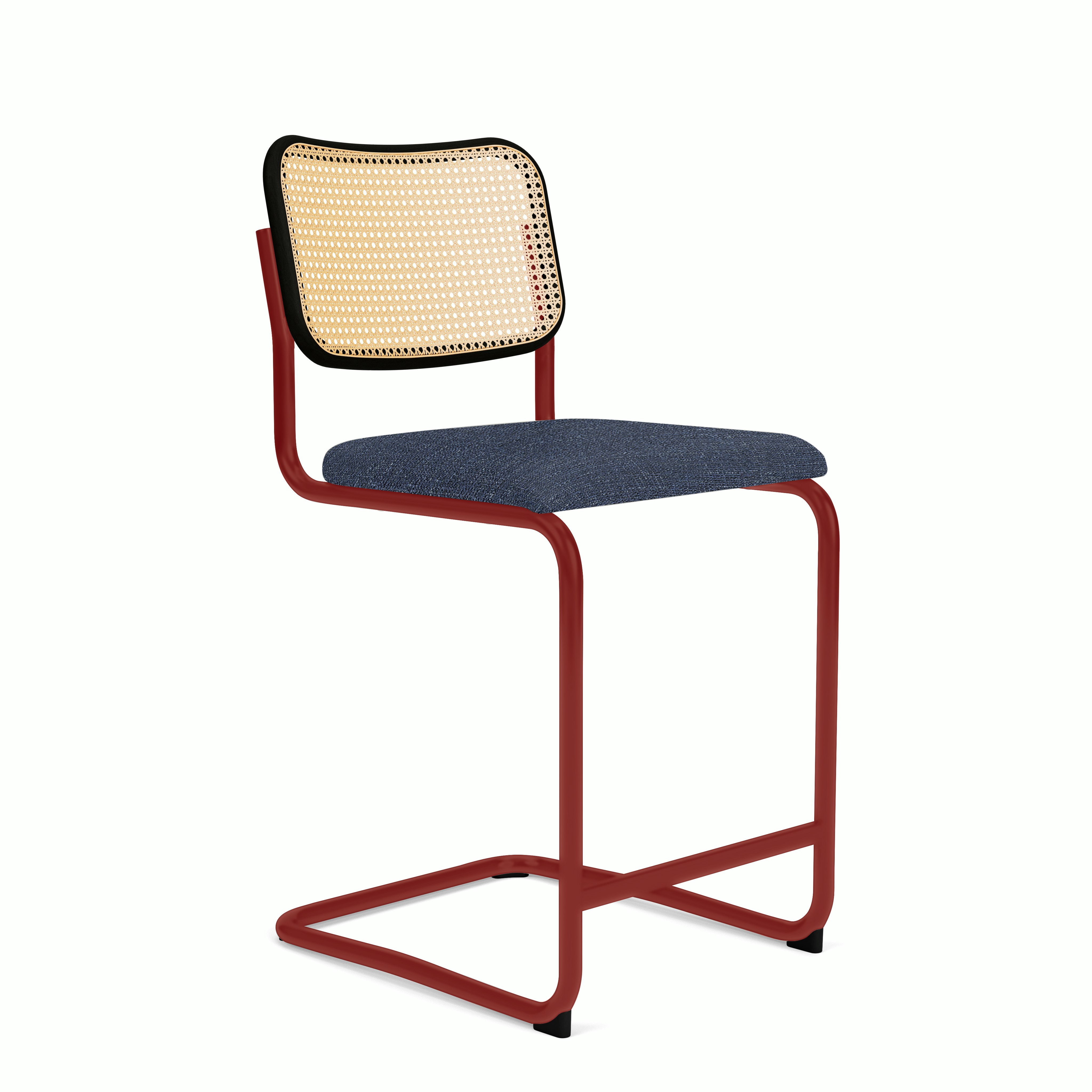 Cesca Upholstered Stool - Ebonized Beech ,  Counter Height ,  Seat Pad,  diva,  songbird,  red frame