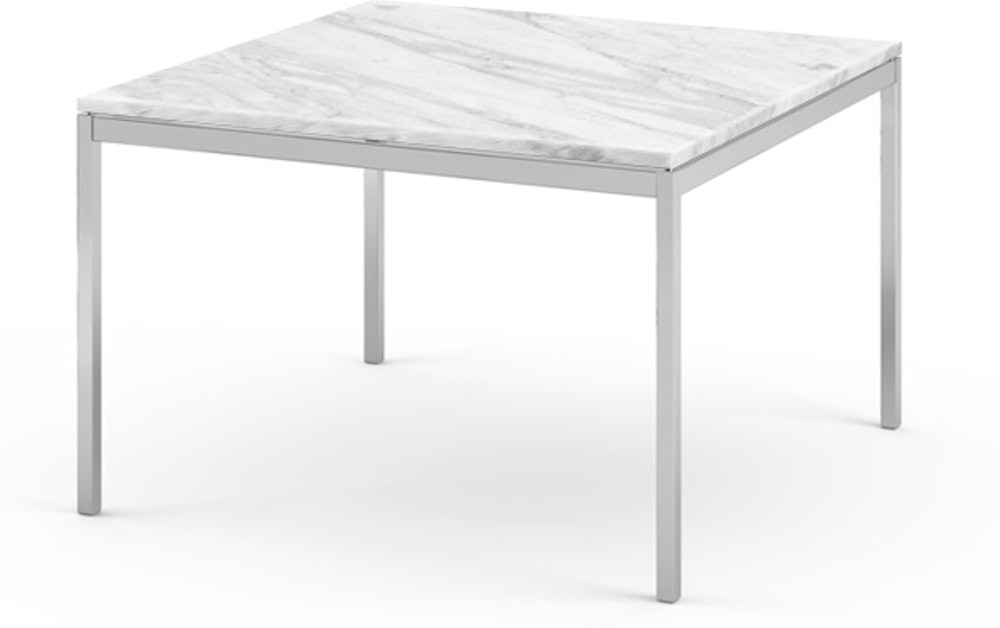Florence Knoll Square End Table  - 29.5, Satin Carrara, Polished Chrome