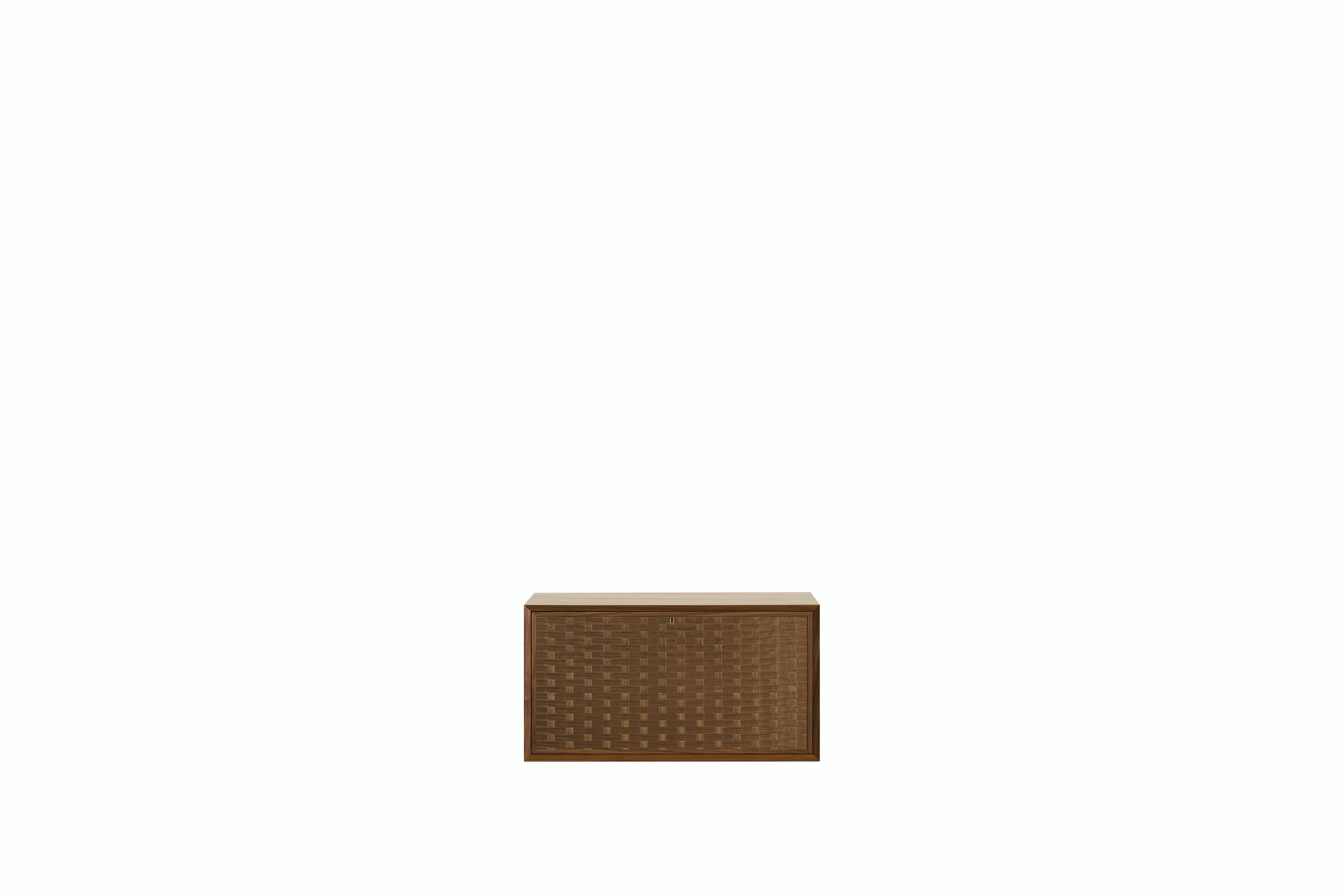 System Cado Sideboard - 1 Cabinet,  Walnut,  Flap Woven Drop Cabinet