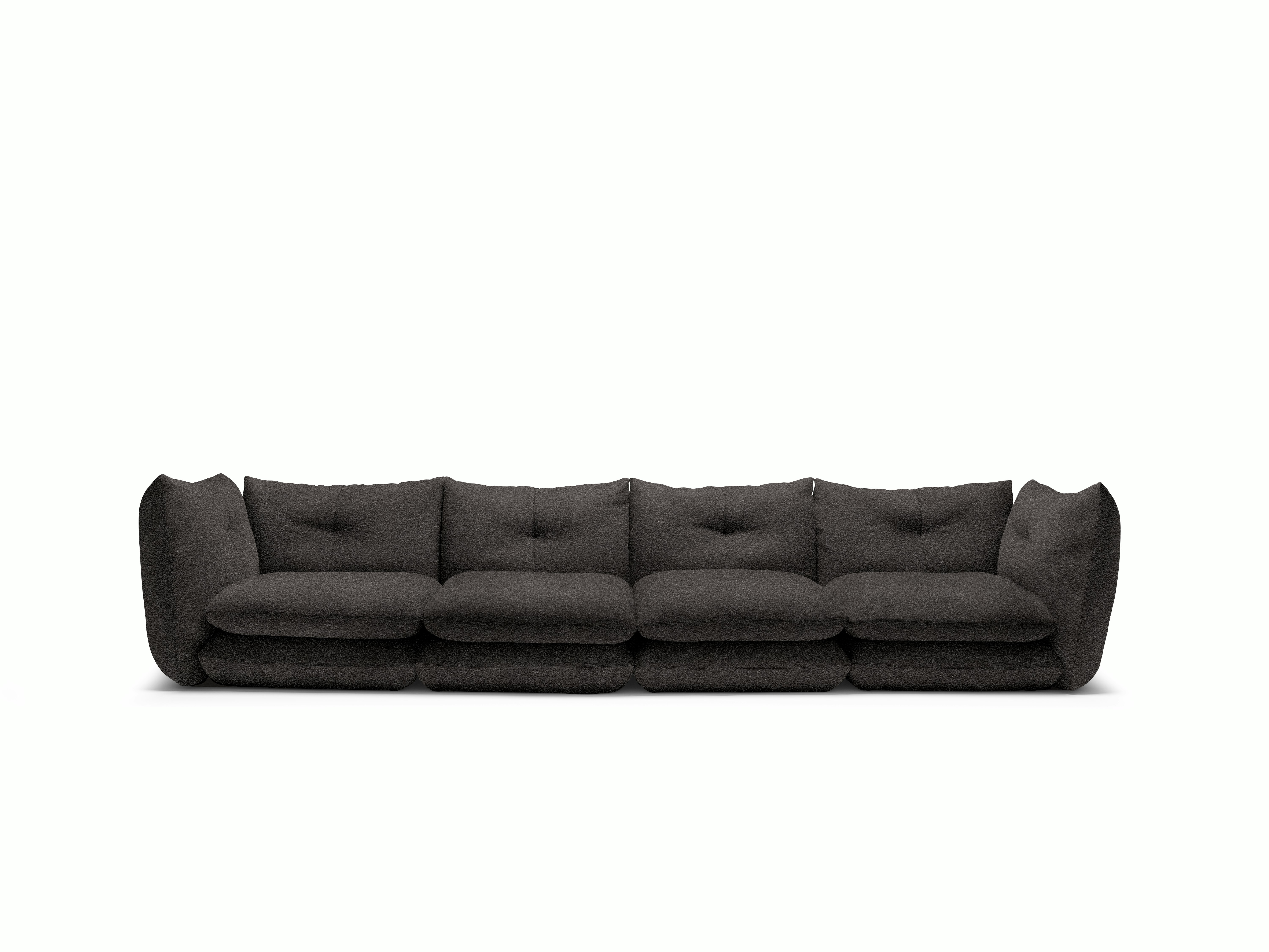 Pillo Sofa -  Four Seater,  Standard or Deep,  Curly,  Dark Grey