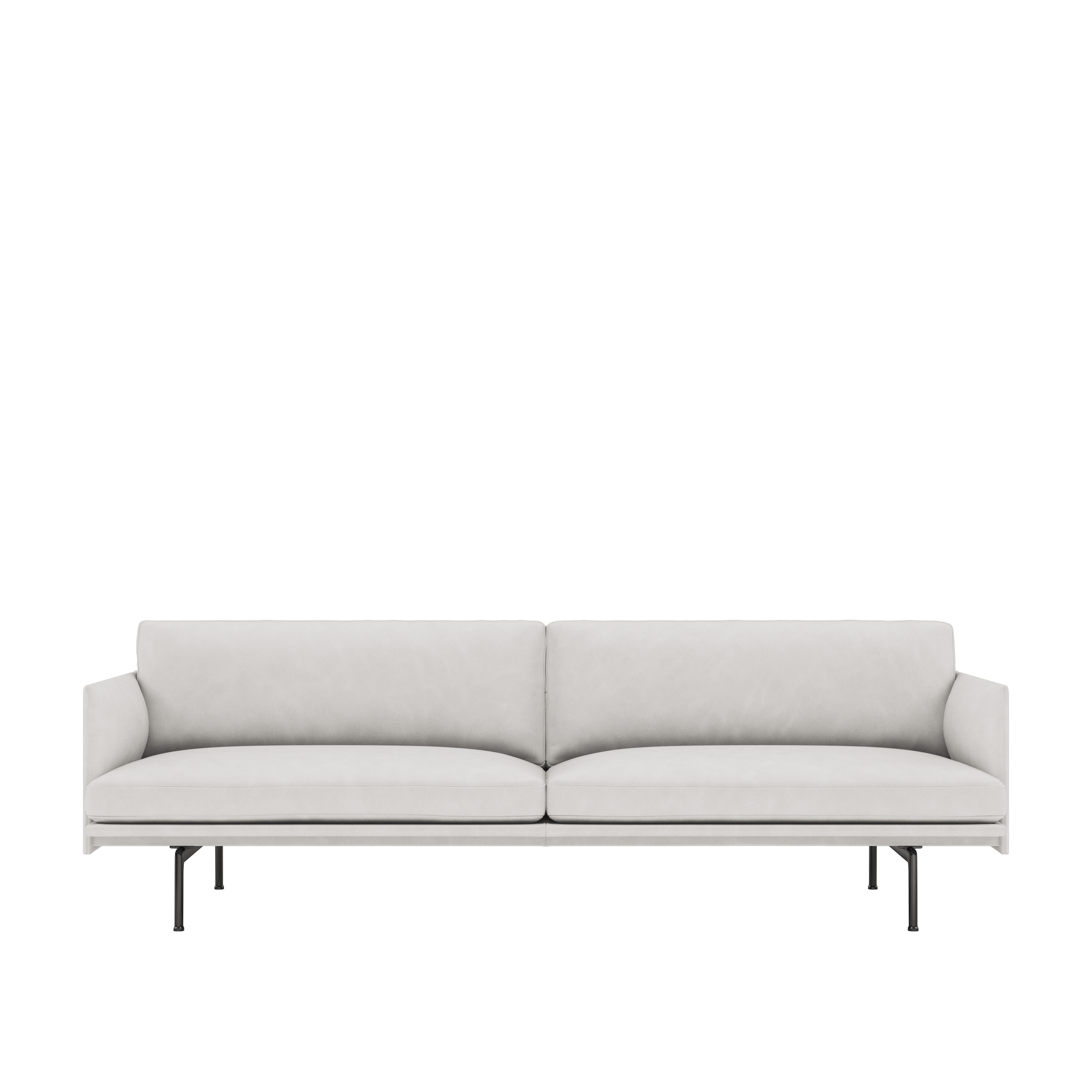 Outline Sofa, 3-Seater, Black,  Allure Leather , Ivory