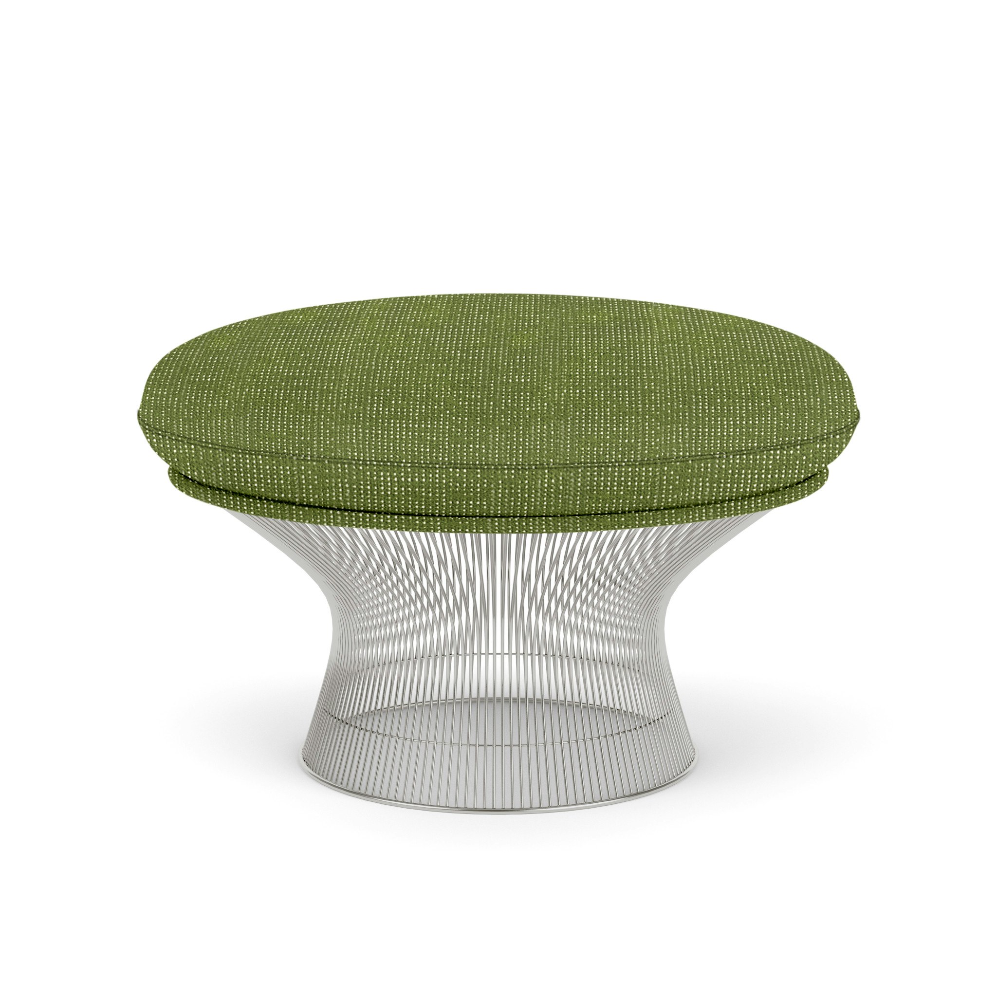 Platner Ottoman - Polished Nickel,  Prestini,  Green and White