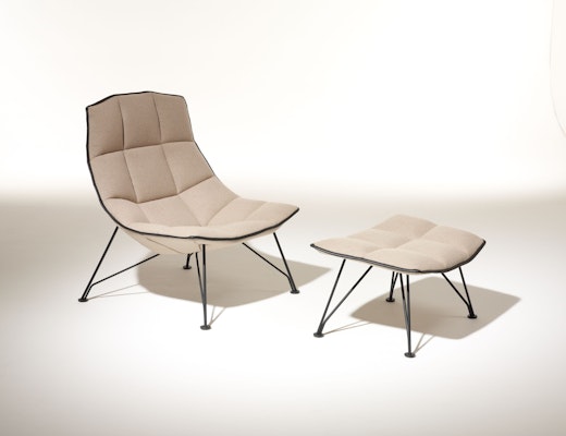 Jehs+Laub Lounge Chair with wire base in white Cornaro KnollTextiles upholstery
