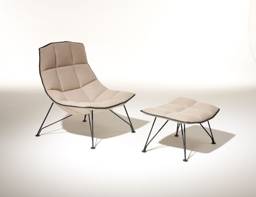 Jehs+Laub Lounge Chair and Ottoman Jehs+Laub Lounge Chair with wire base in white Cornaro KnollTextiles upholstery