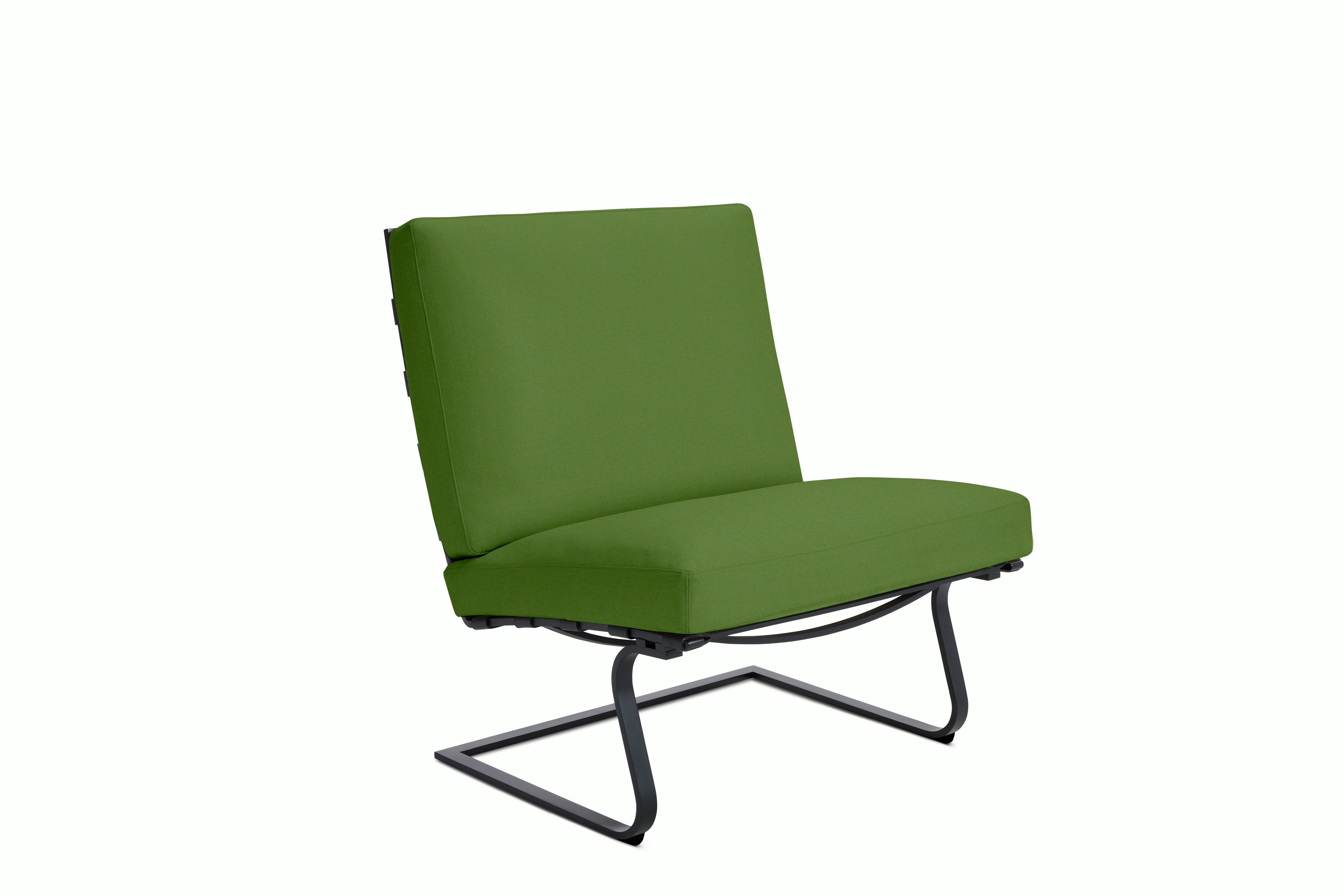 Tugendhat Chair in Oh La La,  Sage with belting in Belting Leather,  Black and black frame