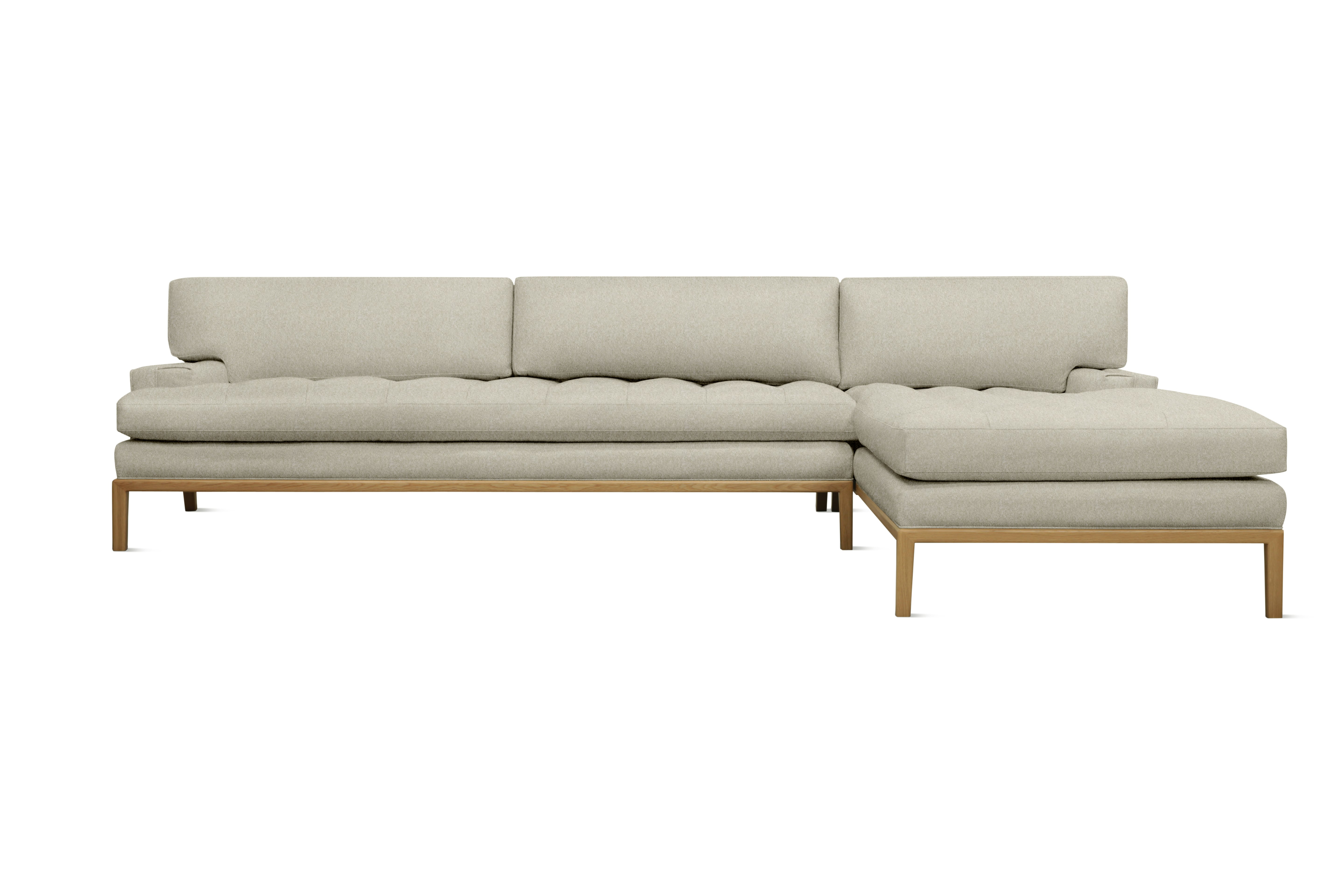 Forster Sectional with Chaise - Right,  Alpaca Faux,  Sea Salt,  Oak
