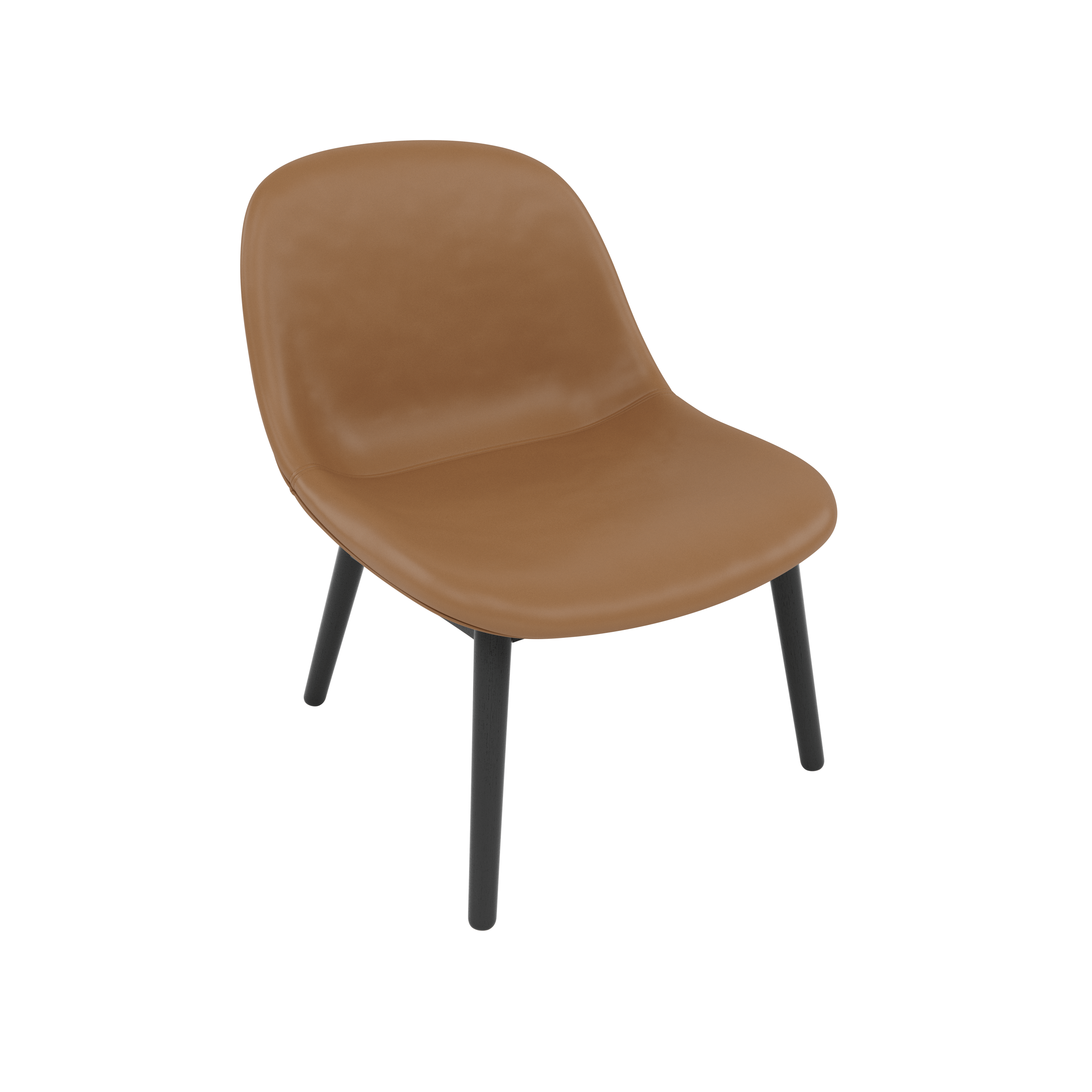 Fiber Lounge Chair - Lounge Chair,  Refine Leather,  Cognac,  Black Oak