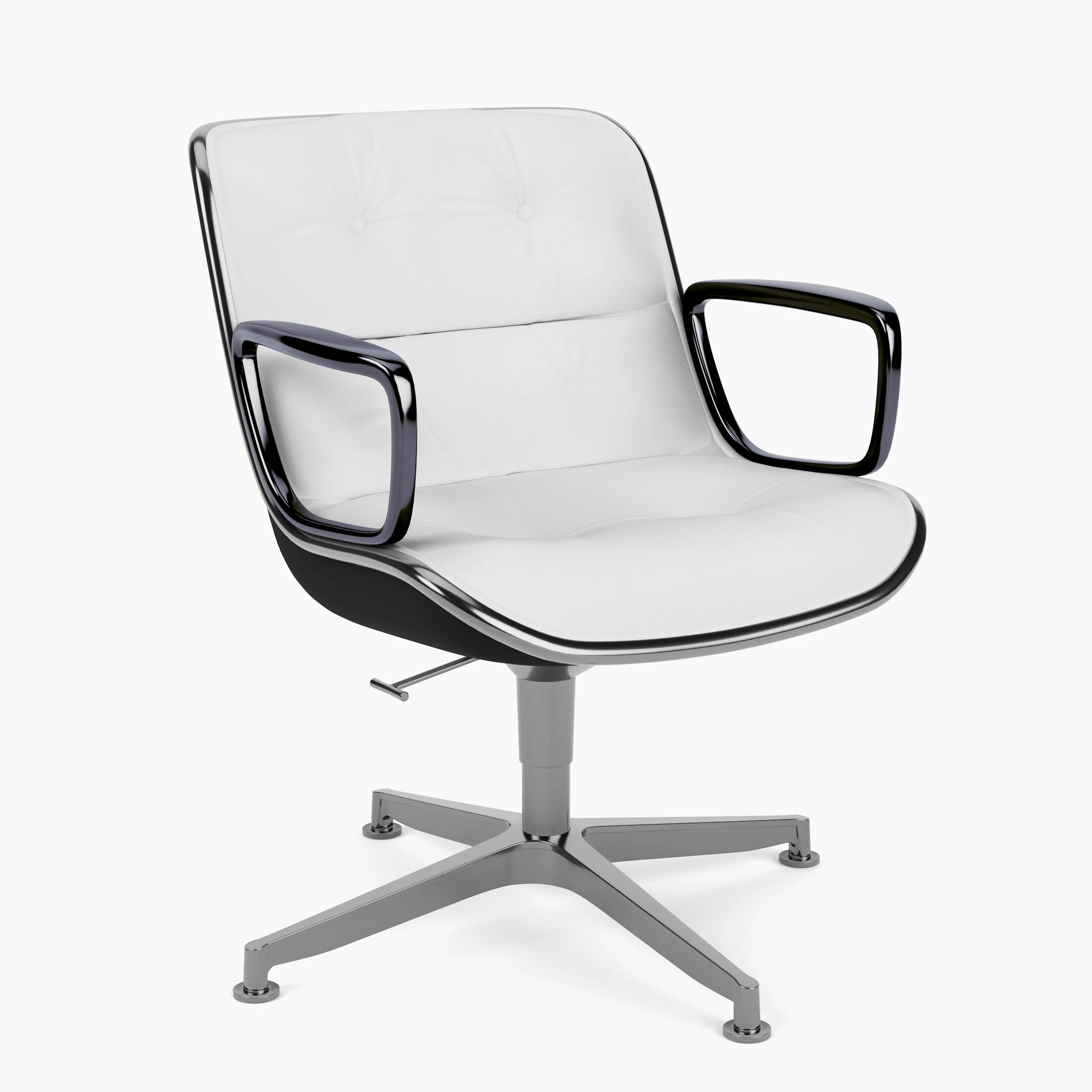 Pollock Executive Chair, Volo Leather,White, Polished Aluminium
