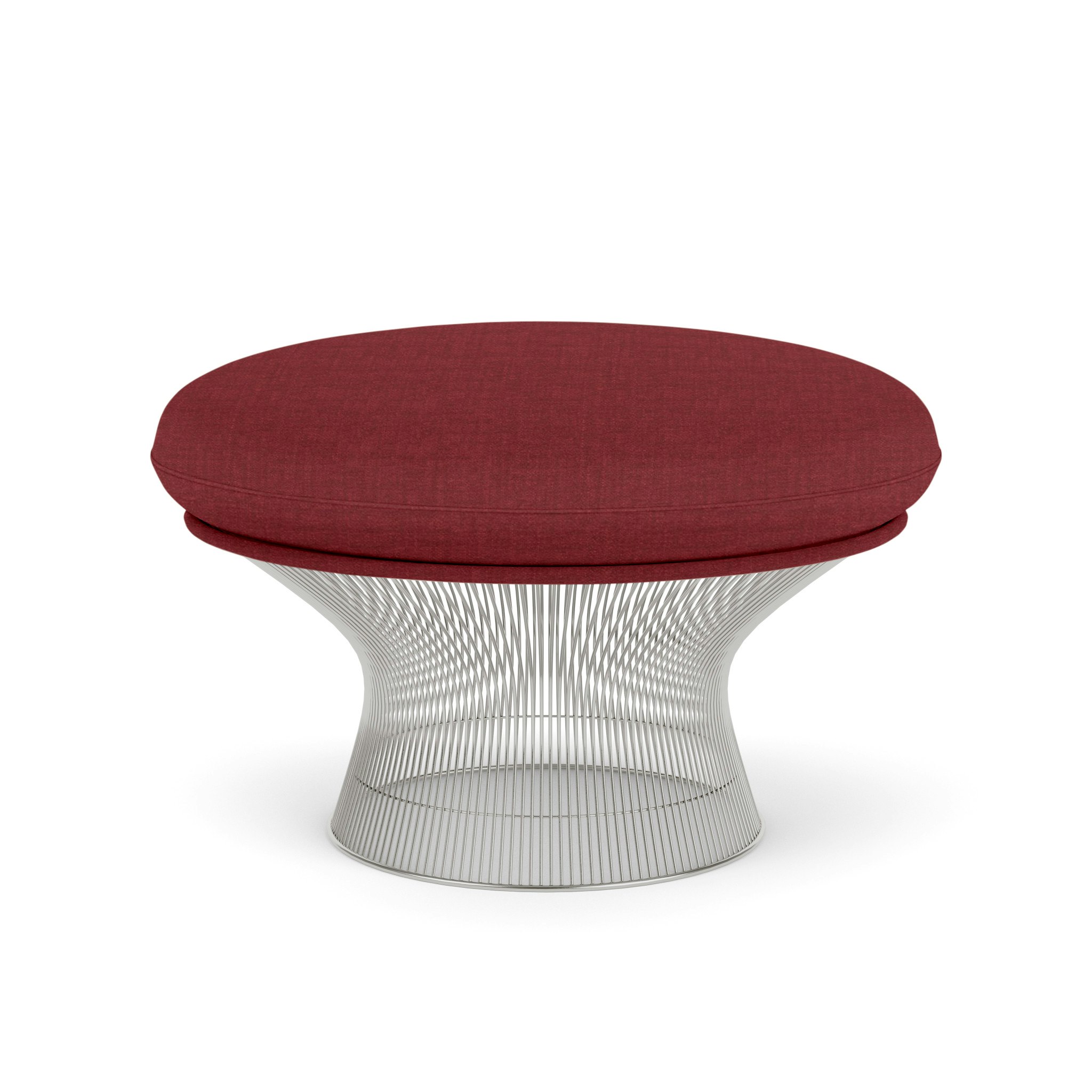 Platner Ottoman - Polished Nickel,  Topos,  Sangria