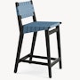 Risom Stool - Counter Height, Ebonized Maple, Polished Aluminum, Steel Blue Cotton
