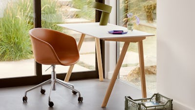 About A Chair 53 Task Armchair, Copenhague 90 Desk, HAY Colour Crate, Slant Lamp