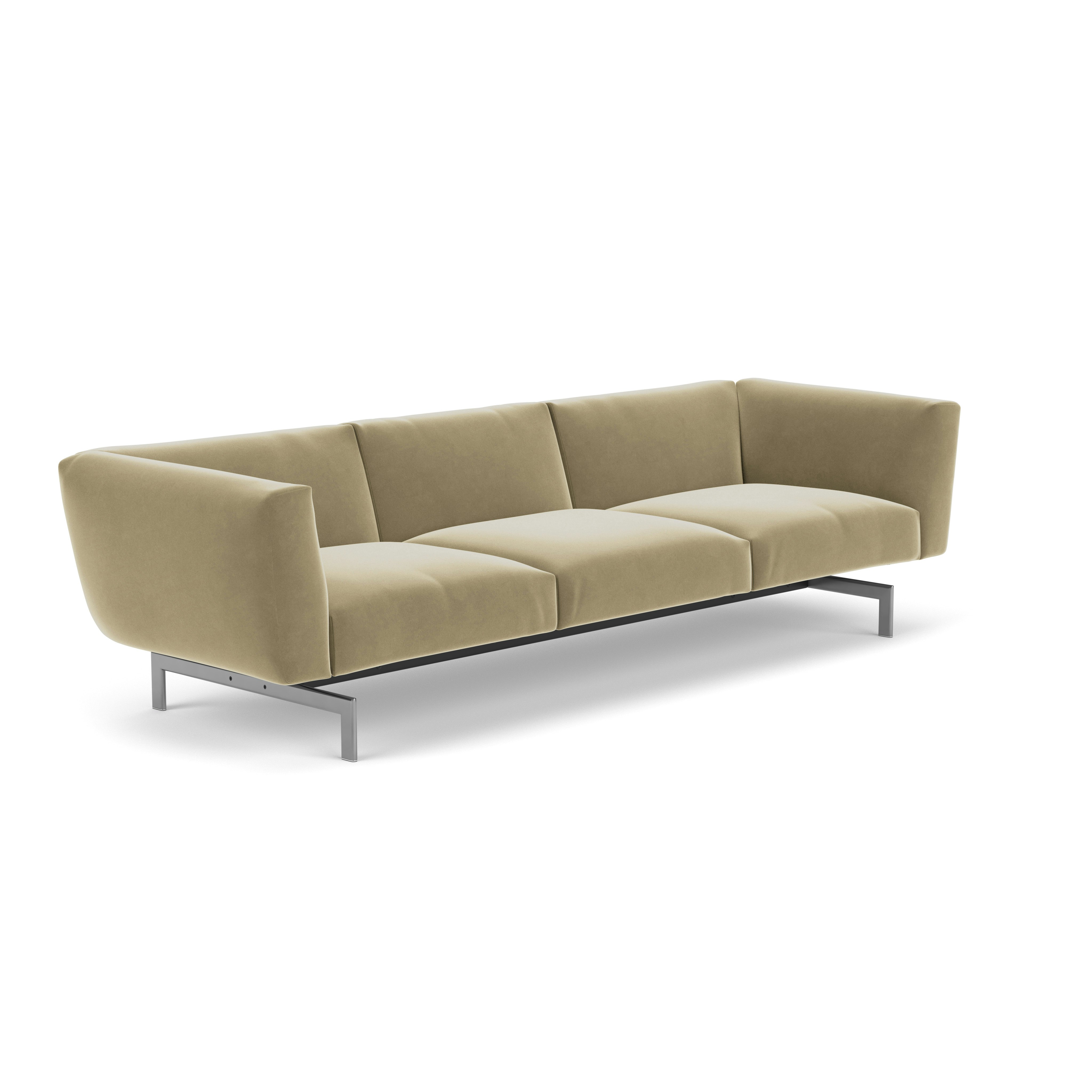Avio Sofa - Three Seater, Knoll Velvet, Sandstone, Silver