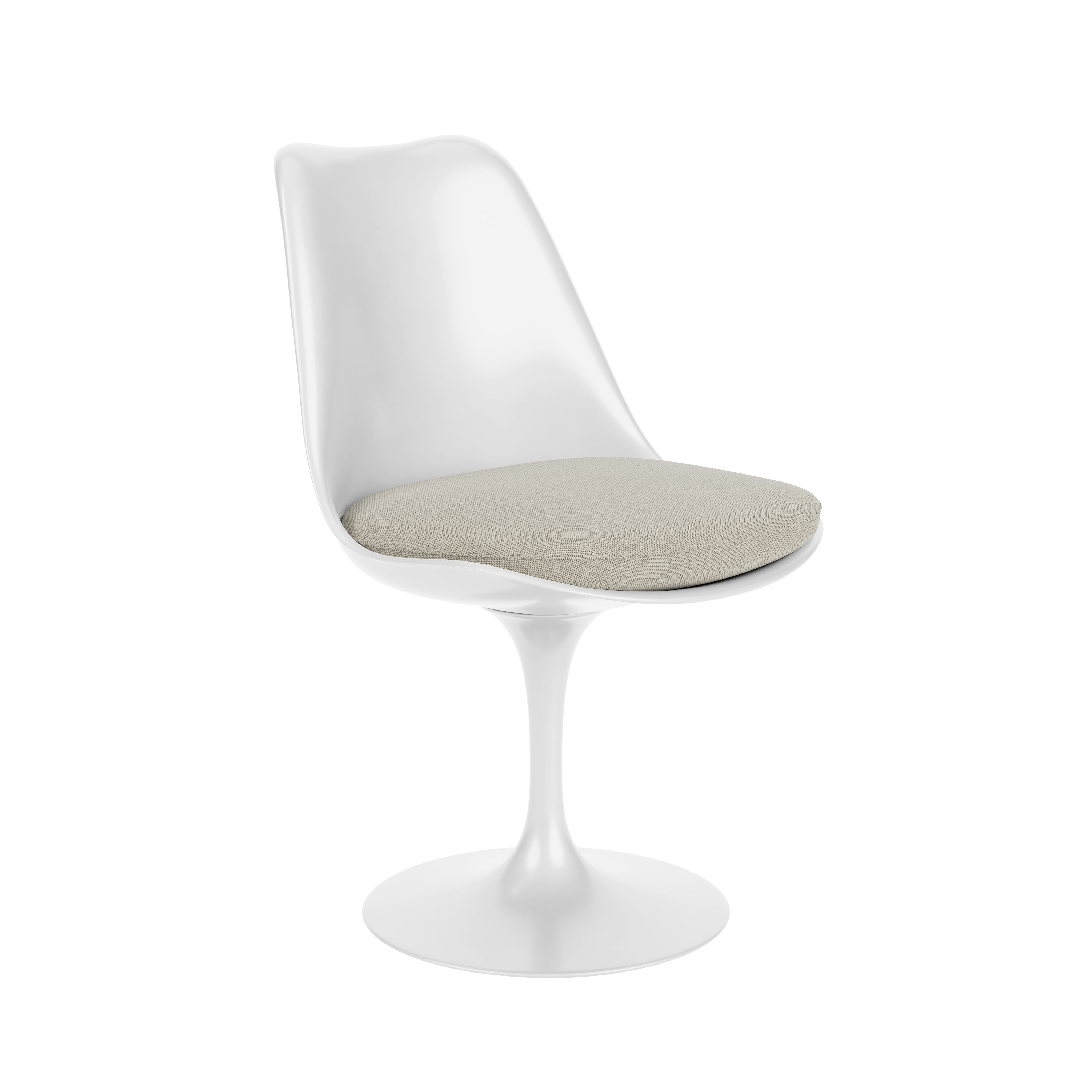 Saarinen Tulip Side Chair - Side Chair, Seat Cushion, Swivel, Crossroad, Almond, White