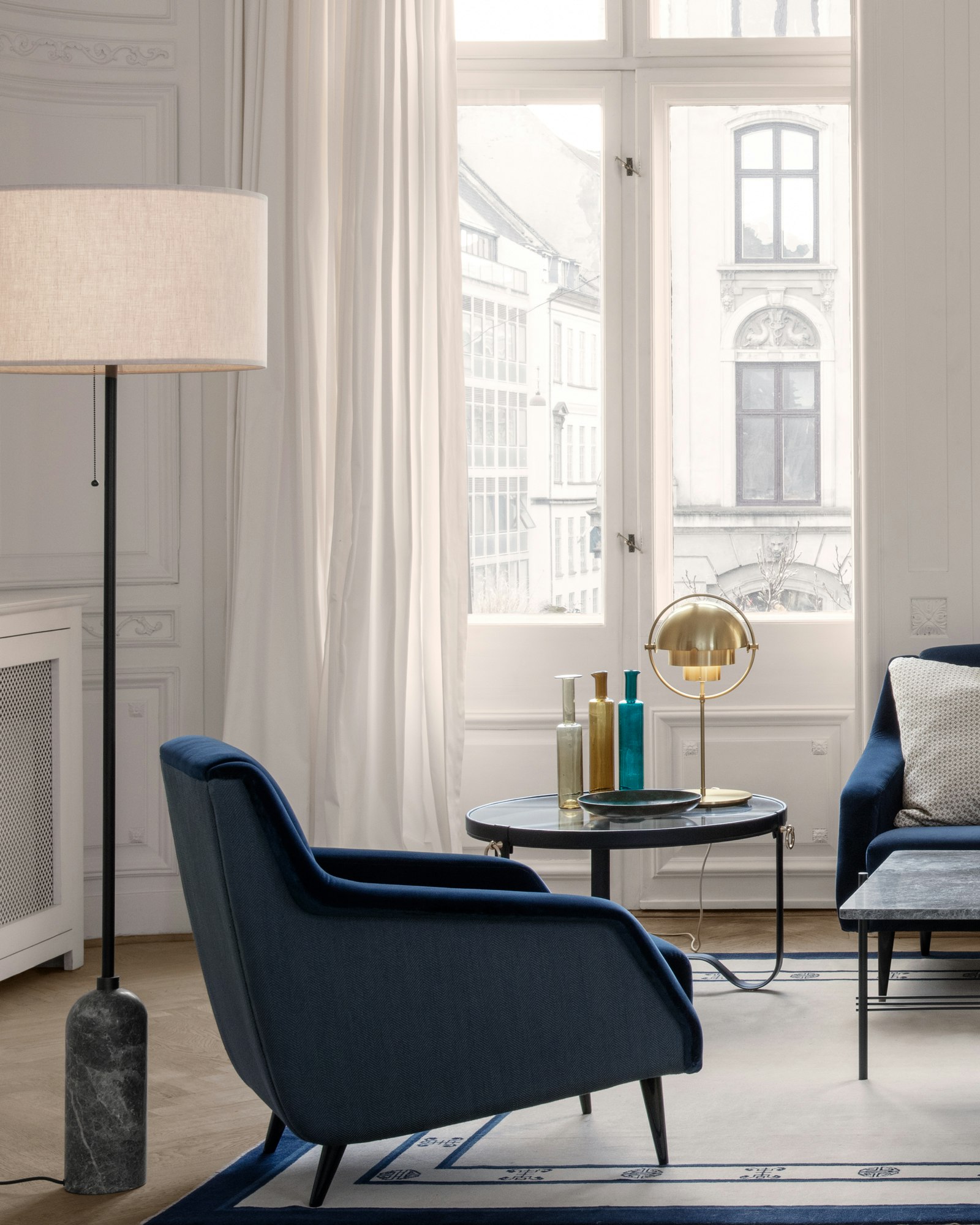 Multi Lite Table Lamp on a side table in a living room setting