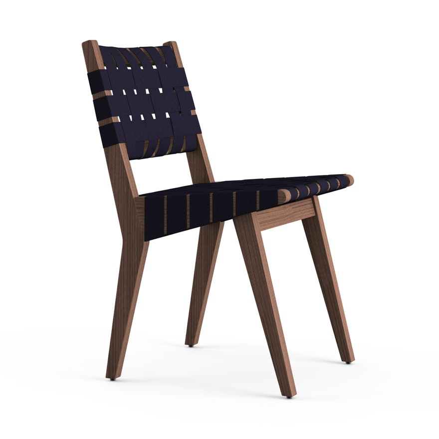 Risom Side Chair - Navy Sunbrella, Light Walnut