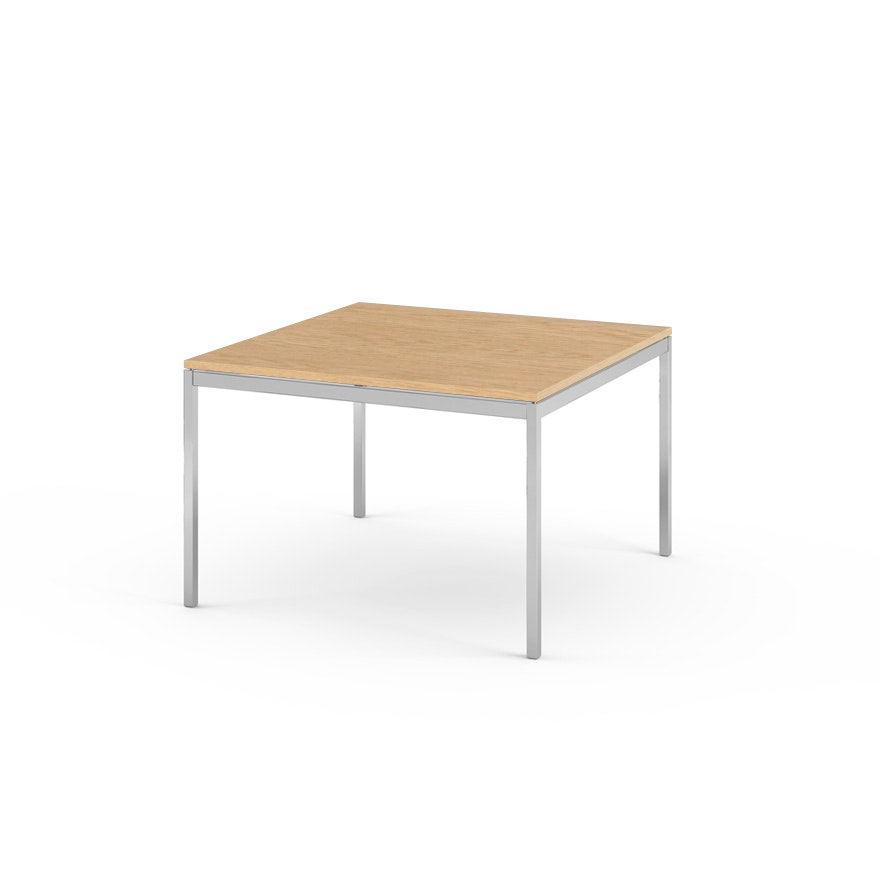 Florence Knoll Square End Table  - 29.5, Light Oak, Polished Chrome