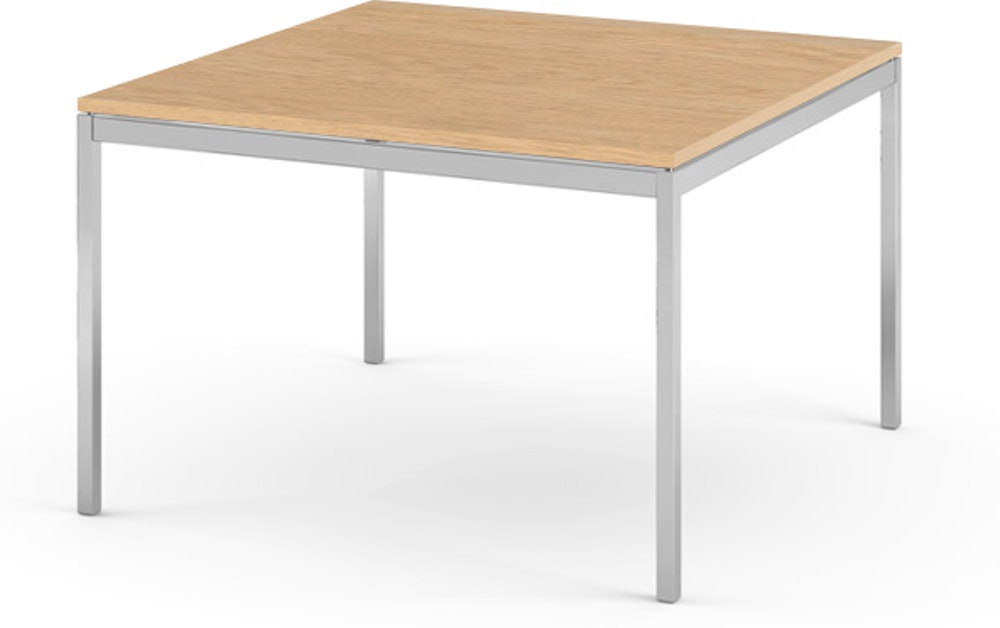 Florence Knoll Square End Table  - 29.5, Light Oak, Polished Chrome