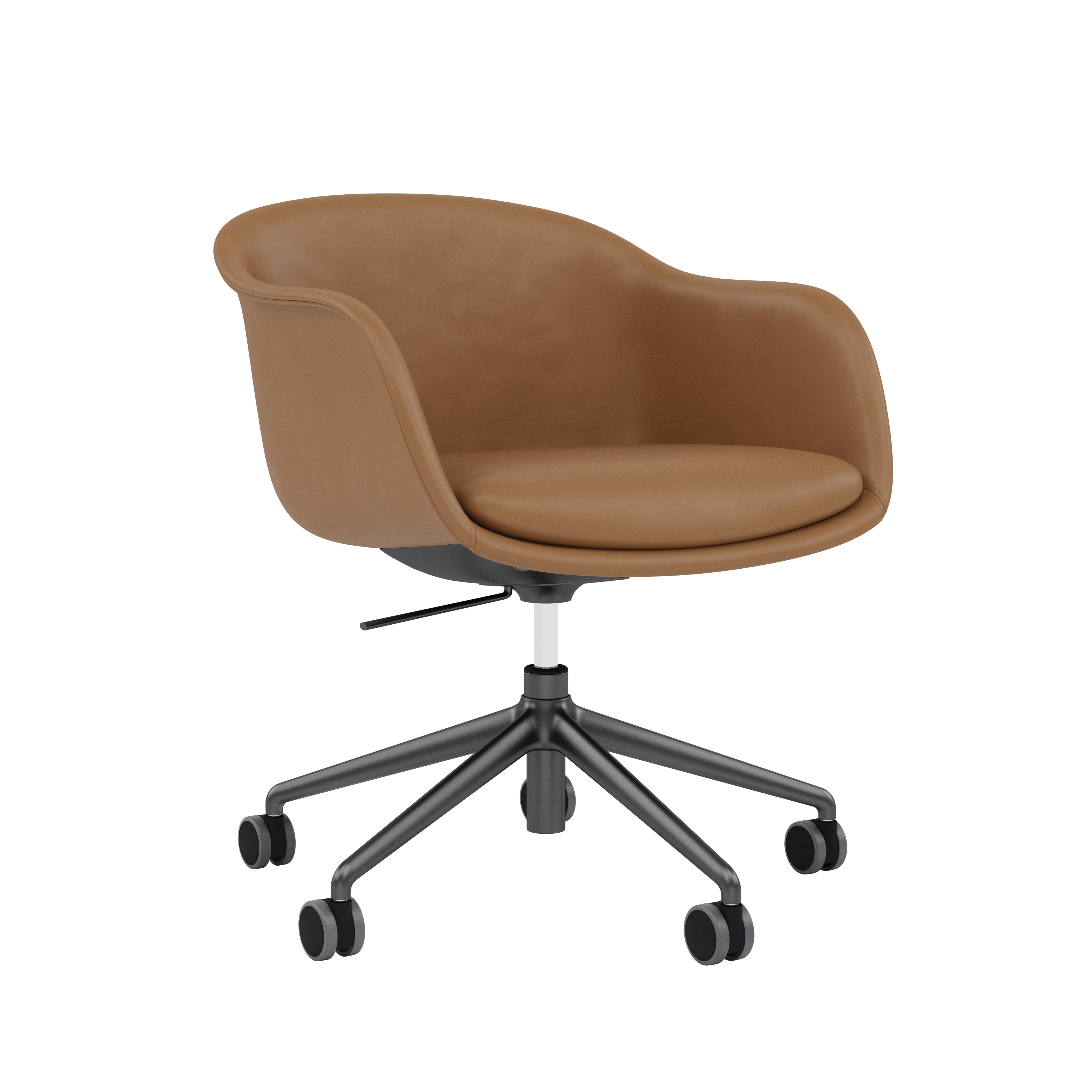 Fiber Conference Chair - Armchair,  Refine Leather,  Cognac,  Black Tube