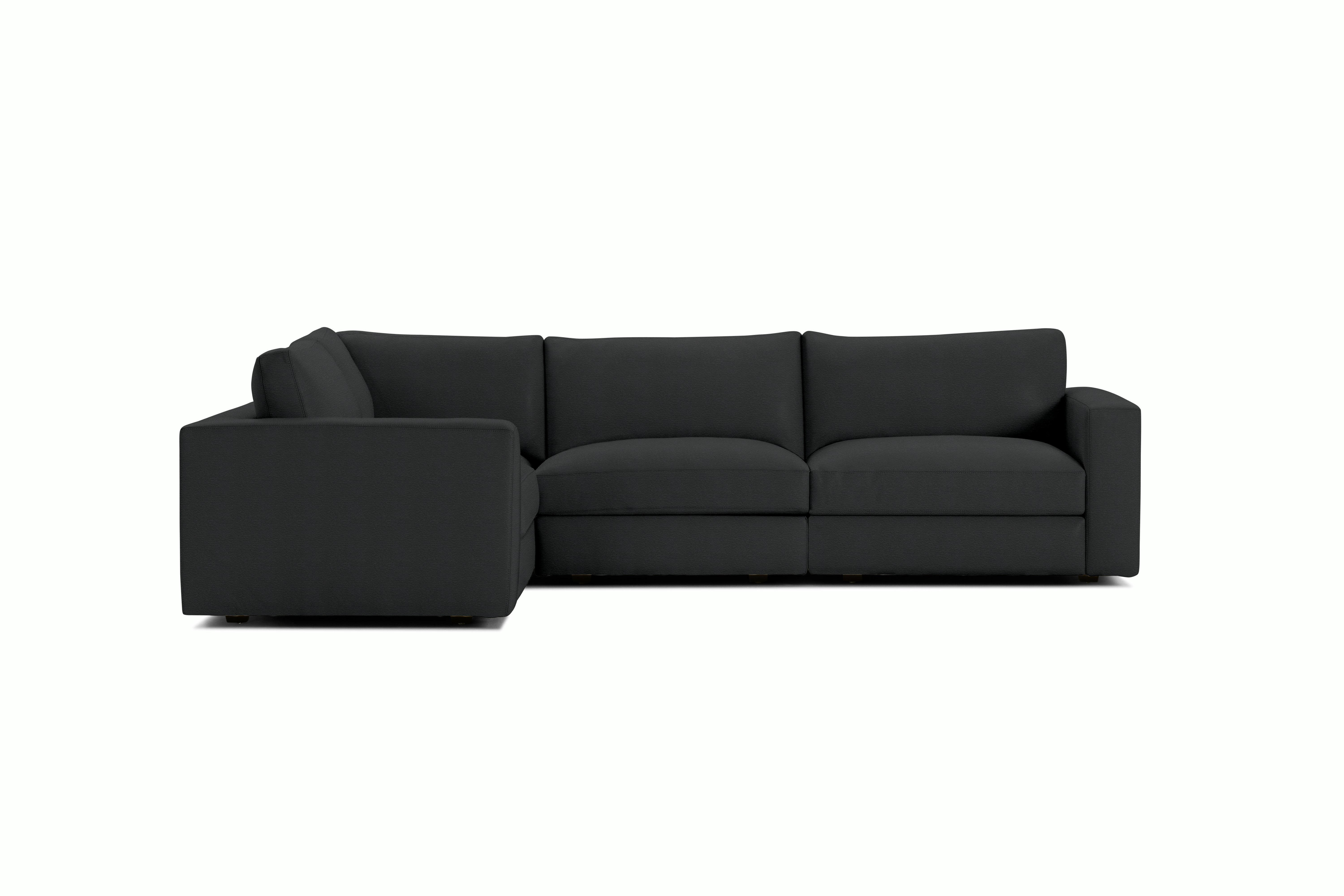 Reid Corner Sectional - L-Shaped Four Seater Sectional,  Standard,  Vienna Leather,  Ebony,  1" Block"