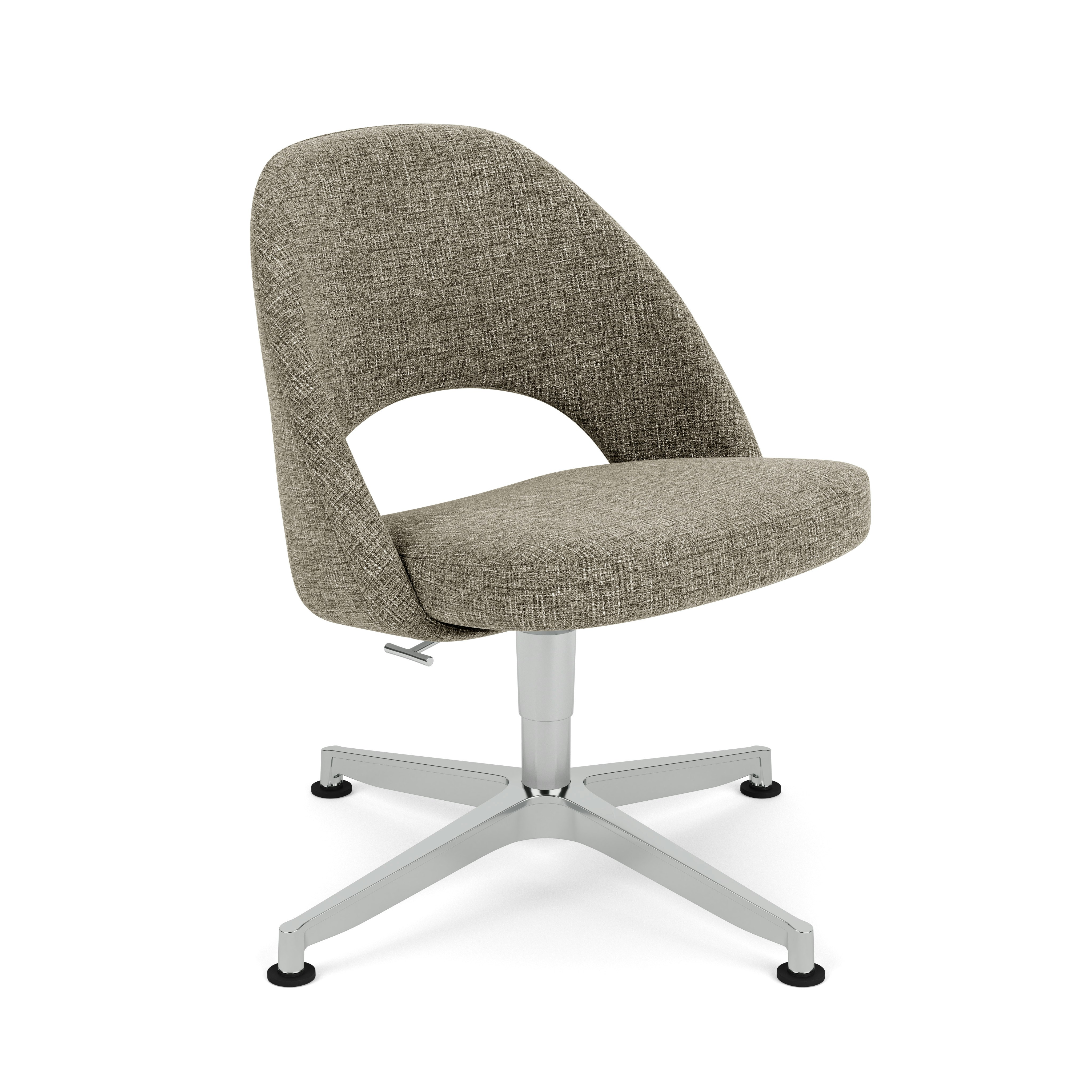 Saarinen Executive Office Side Chair, Diva, Platinum,  Polished Aluminum, Glides