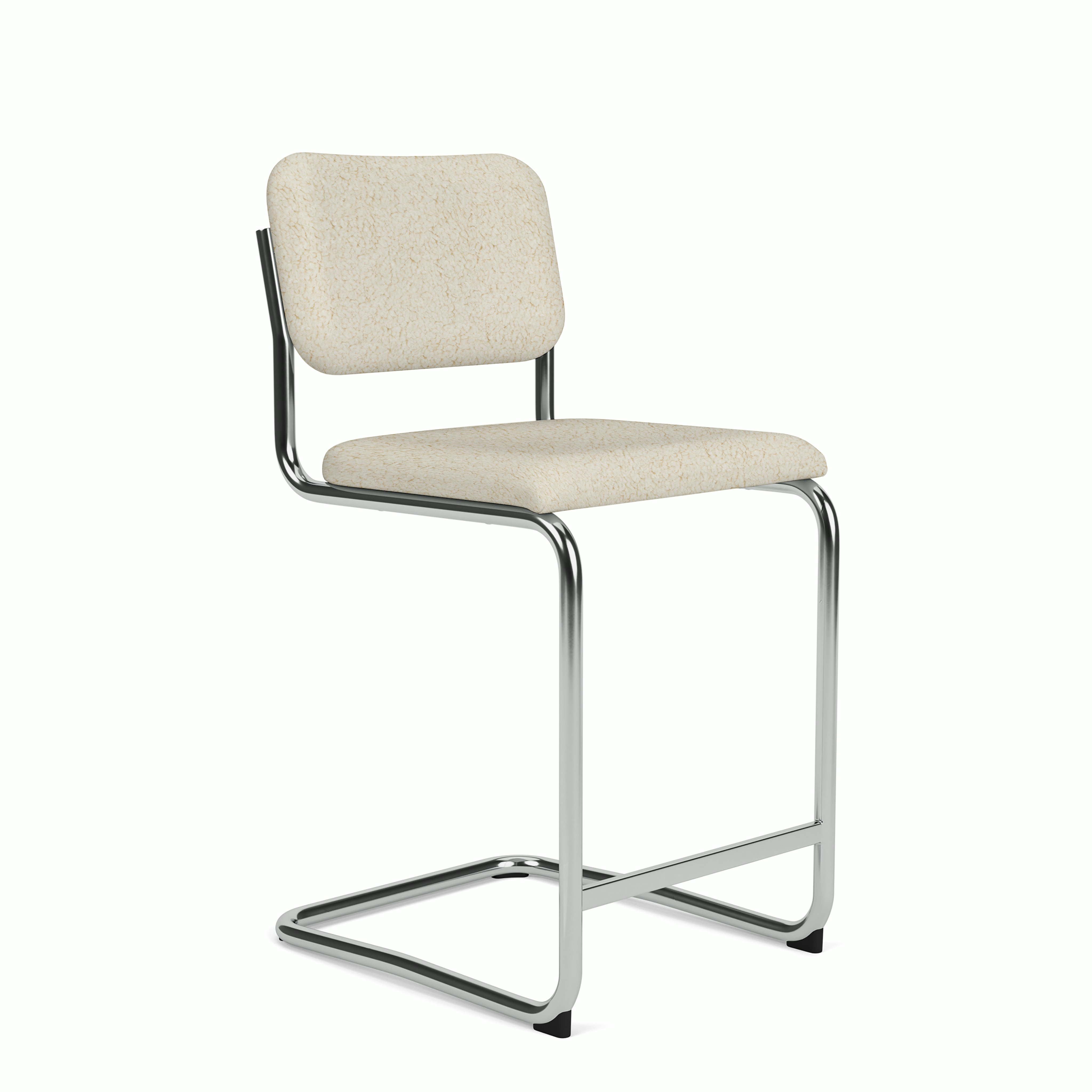 Cesca Upholstered Stool - Counter Height,  Fully Upholstered in Puff Cloud,  Polished Chrome