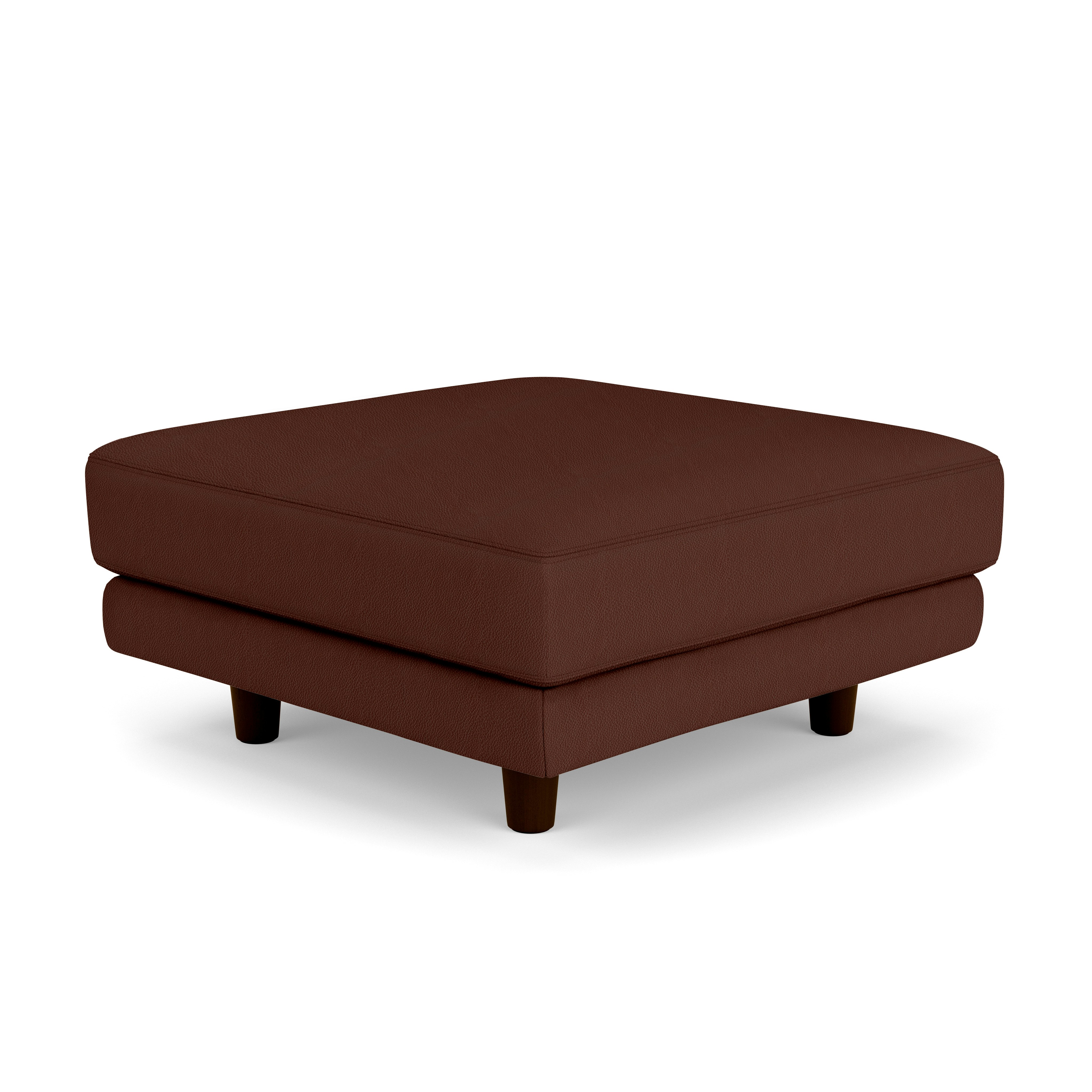 D'Urso Ottoman - Volo Leather,  Russet,  Burnt Walnut on Oak