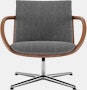 Full Loop Lounge Chair  in Capri  Anthracite  with Walnut and Polished Aluminum Frame