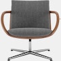 Full Loop Lounge Chair  in Capri  Anthracite  with Walnut and Polished Aluminum Frame
