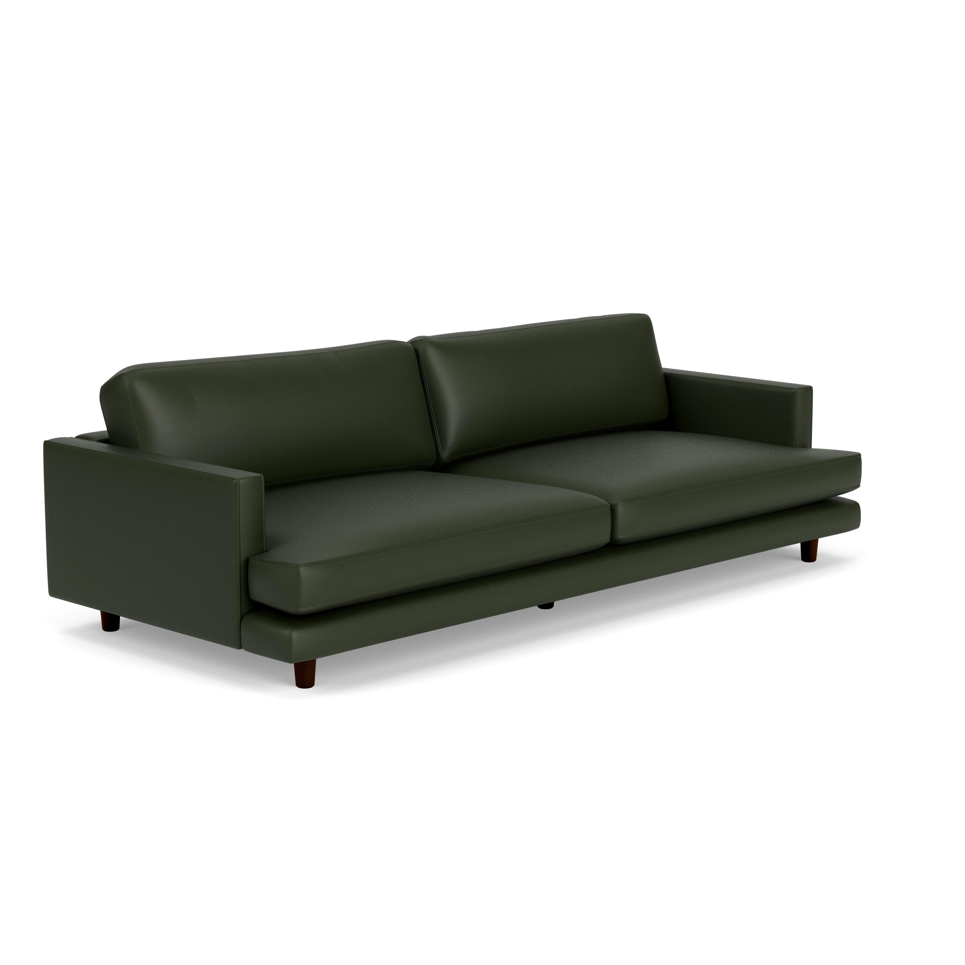 D'Urso Sofa - Volo Leather, Arbor Shade, Burnt Walnut on Oak