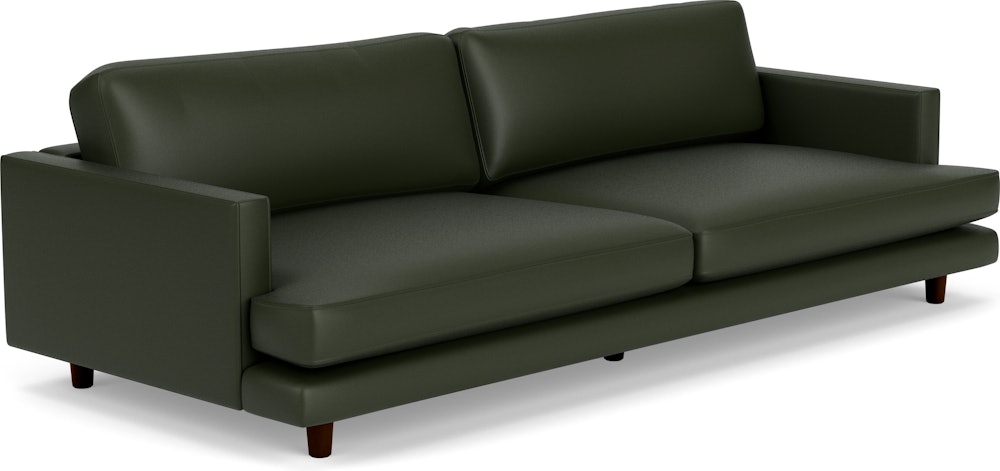 D'Urso Sofa - Volo Leather, Arbor Shade, Burnt Walnut on Oak