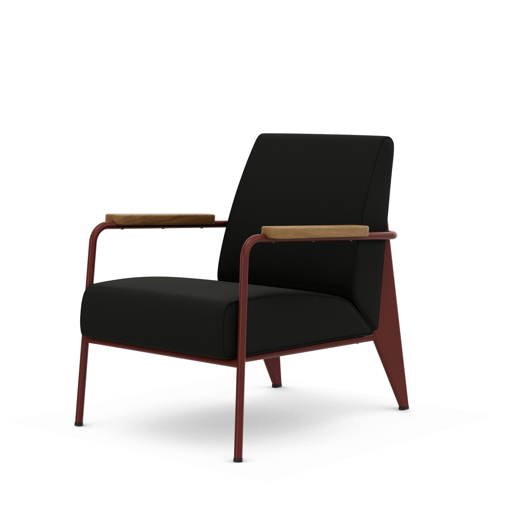 Fauteuil De Salon - Volo,   Black,   Japanese Red,   Natural Oak,   Hard Glides