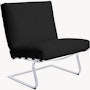 Tugendhat Chair in Sabrina Leather,  Black with belting in Sabrina Leather,  Black and chrome frame