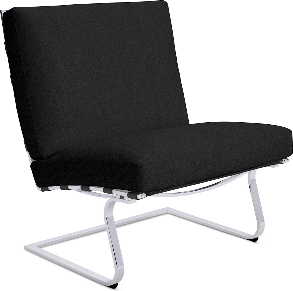 Tugendhat Chair in Sabrina Leather,  Black with belting in Sabrina Leather,  Black and chrome frame