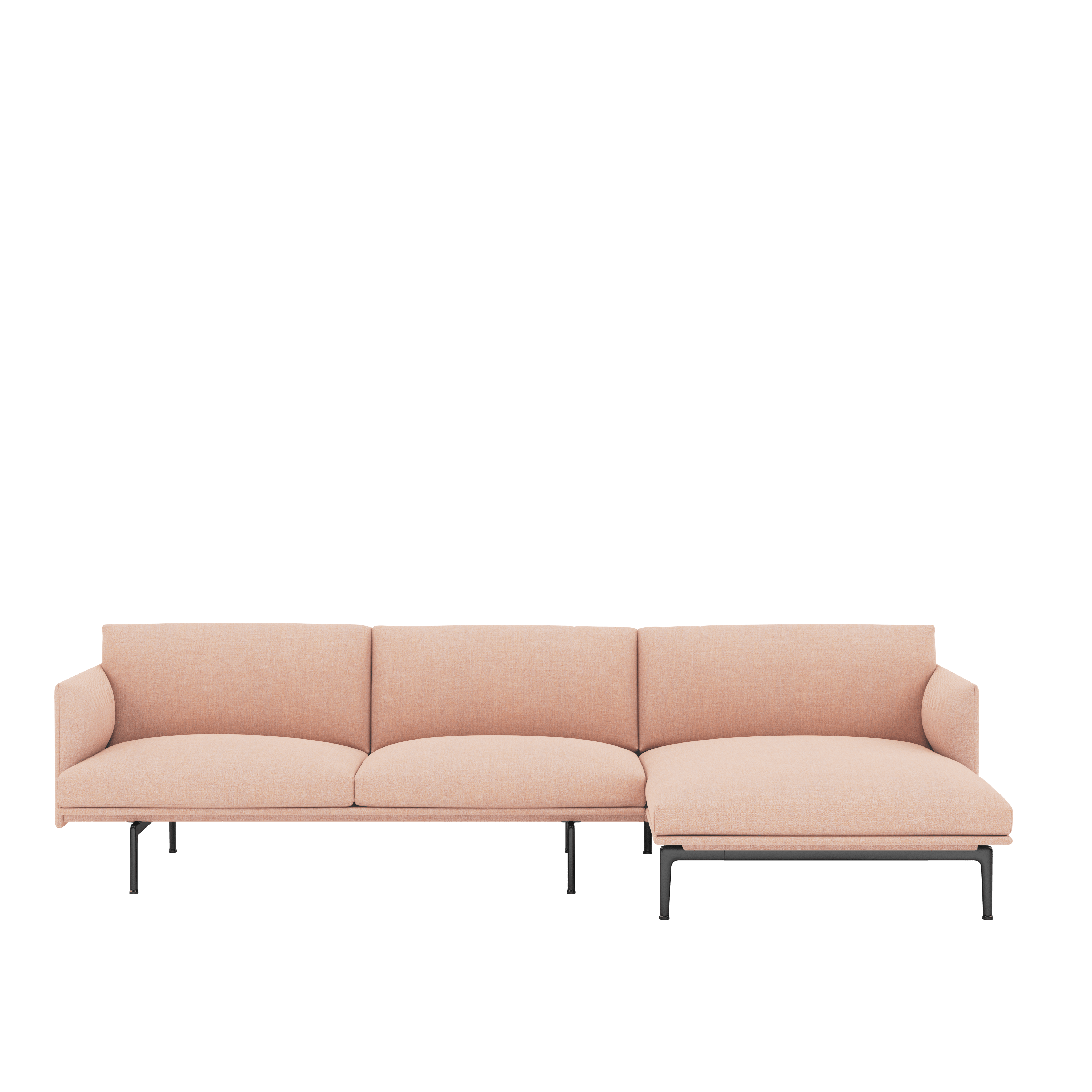 Outline Sectional Chaise - Right - Remix, 612 Rose