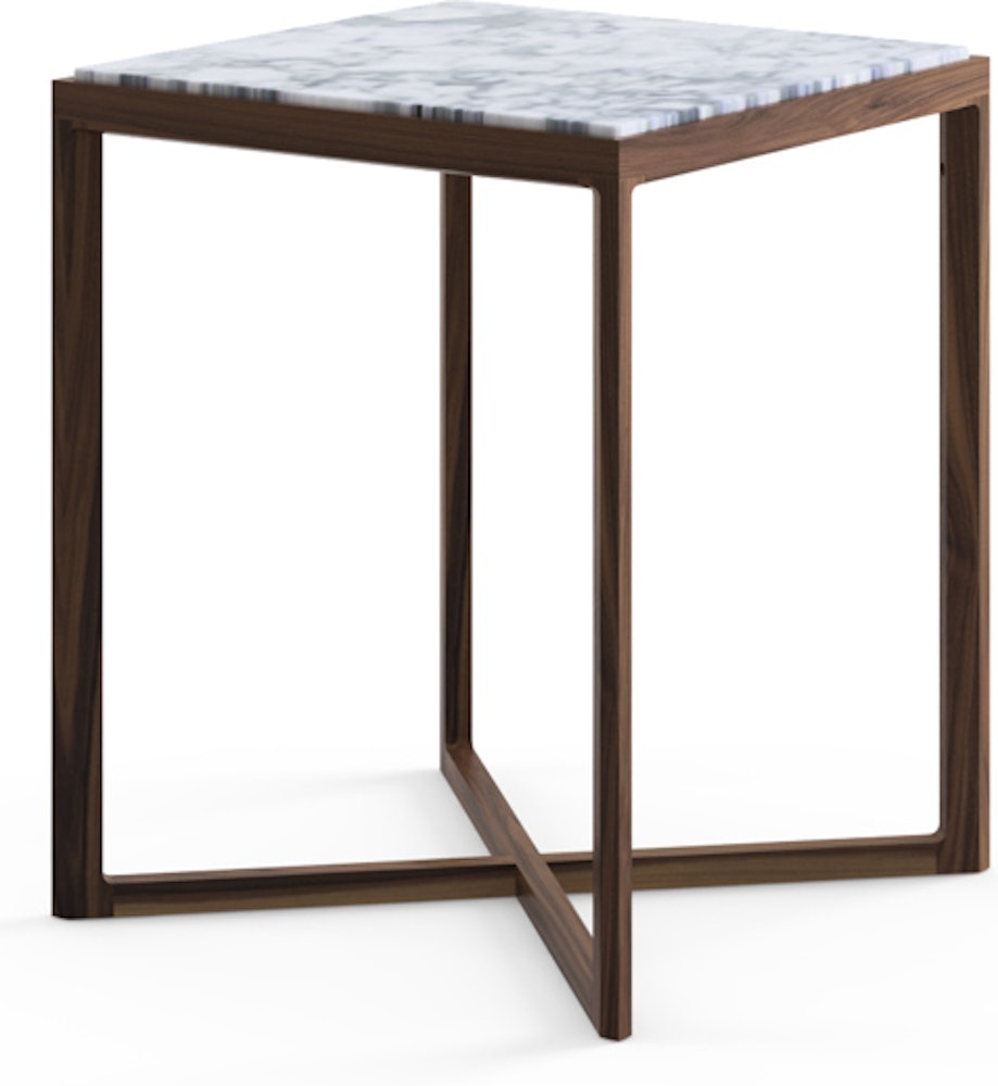 Krusin Side Table - Medium, Marble, Satin Arabescato, American Walnut