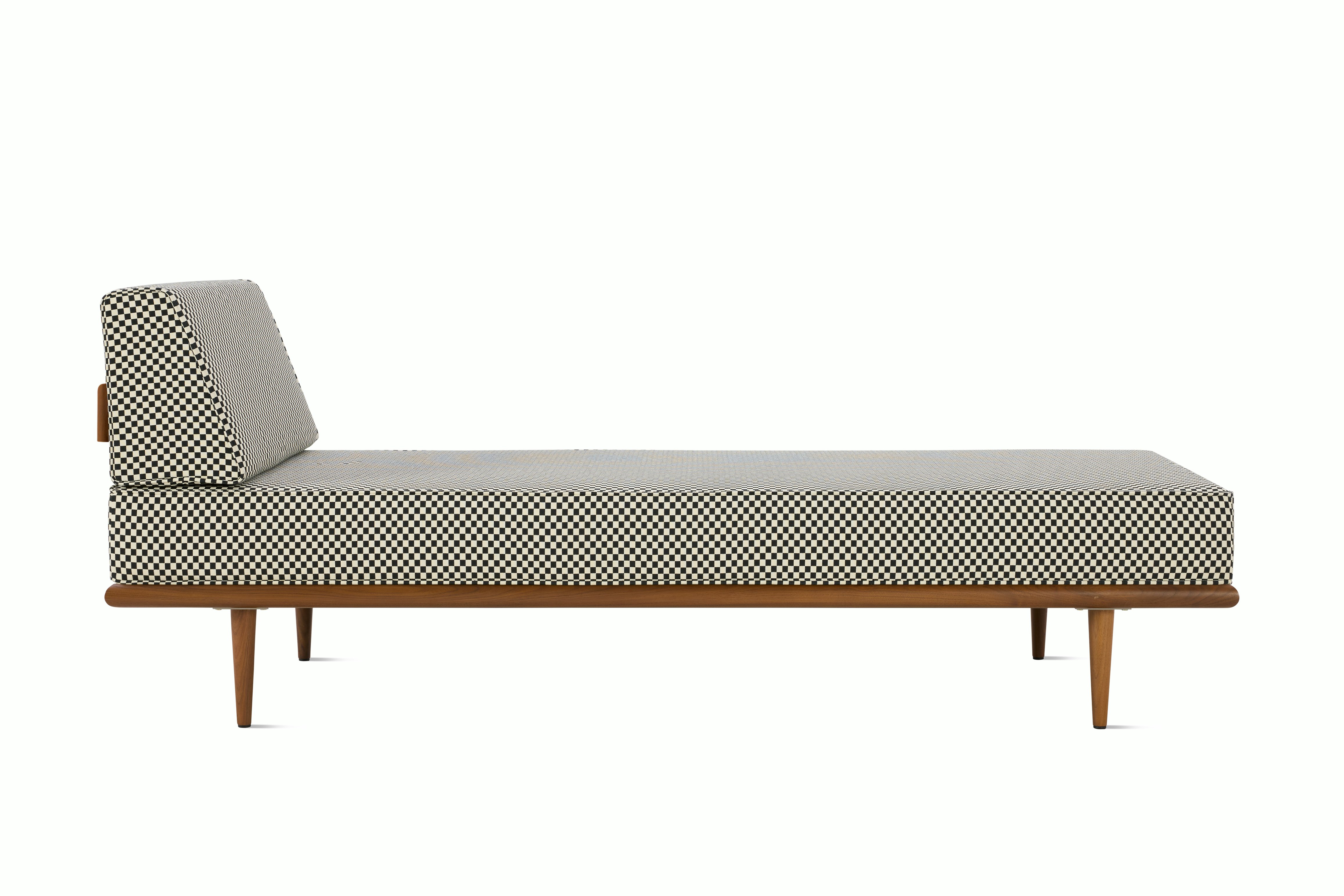 Nelson Daybed - Side Bolster,  Walnut,  Checker,  Black / White,  Taper