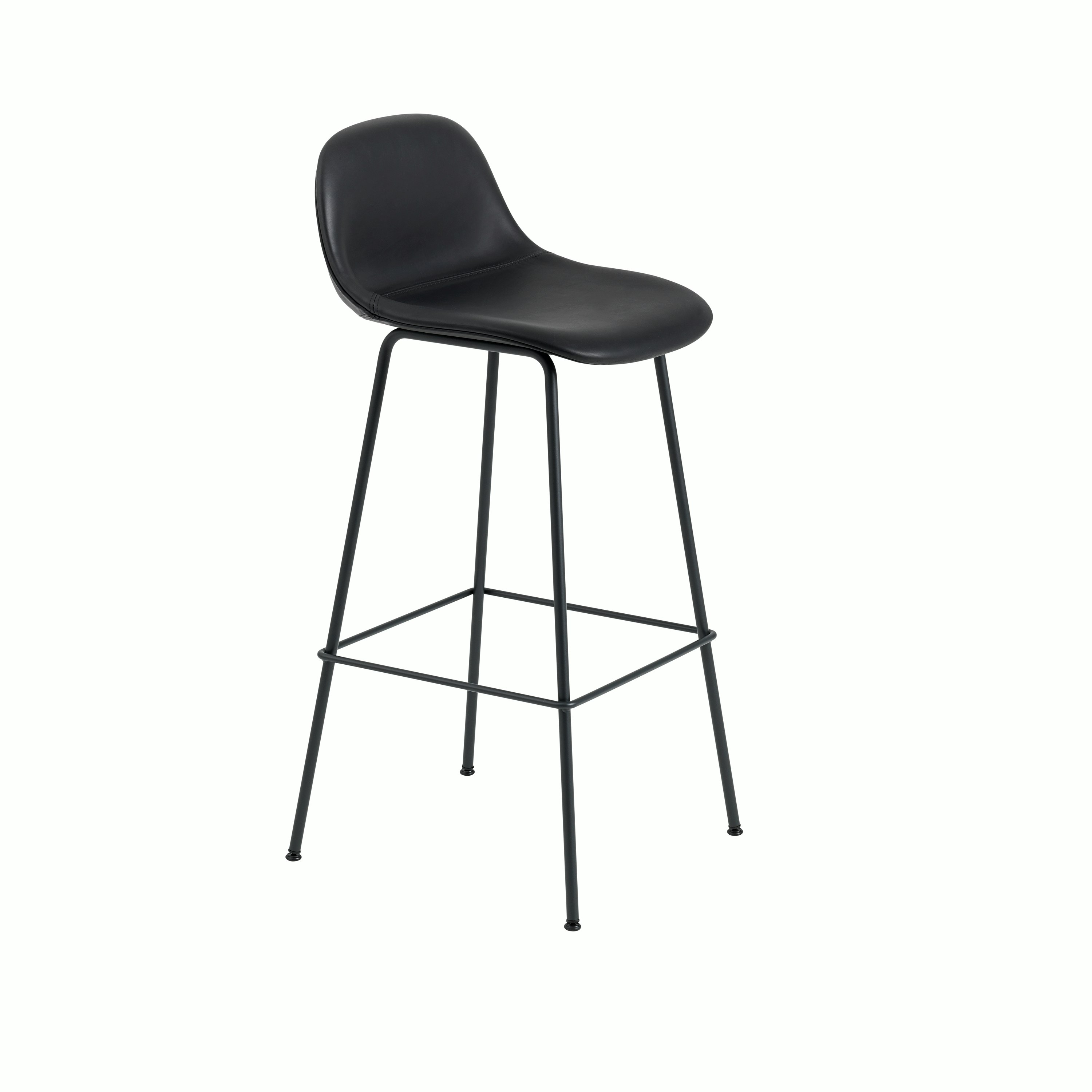 Fiber barstool w back 75 tubebase black Refine leather black