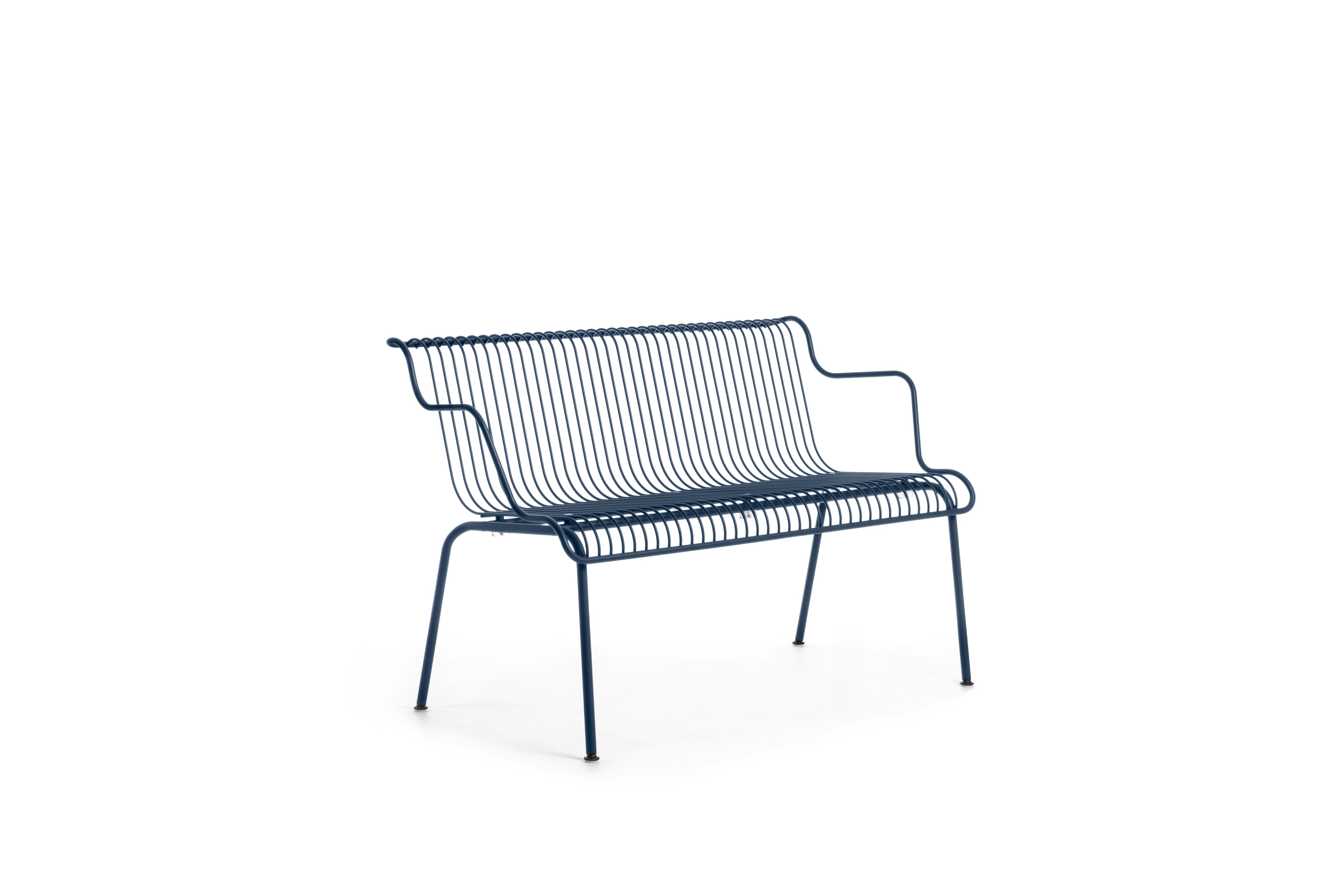 South Outdoor Dining Bench with Arms - Night Blue