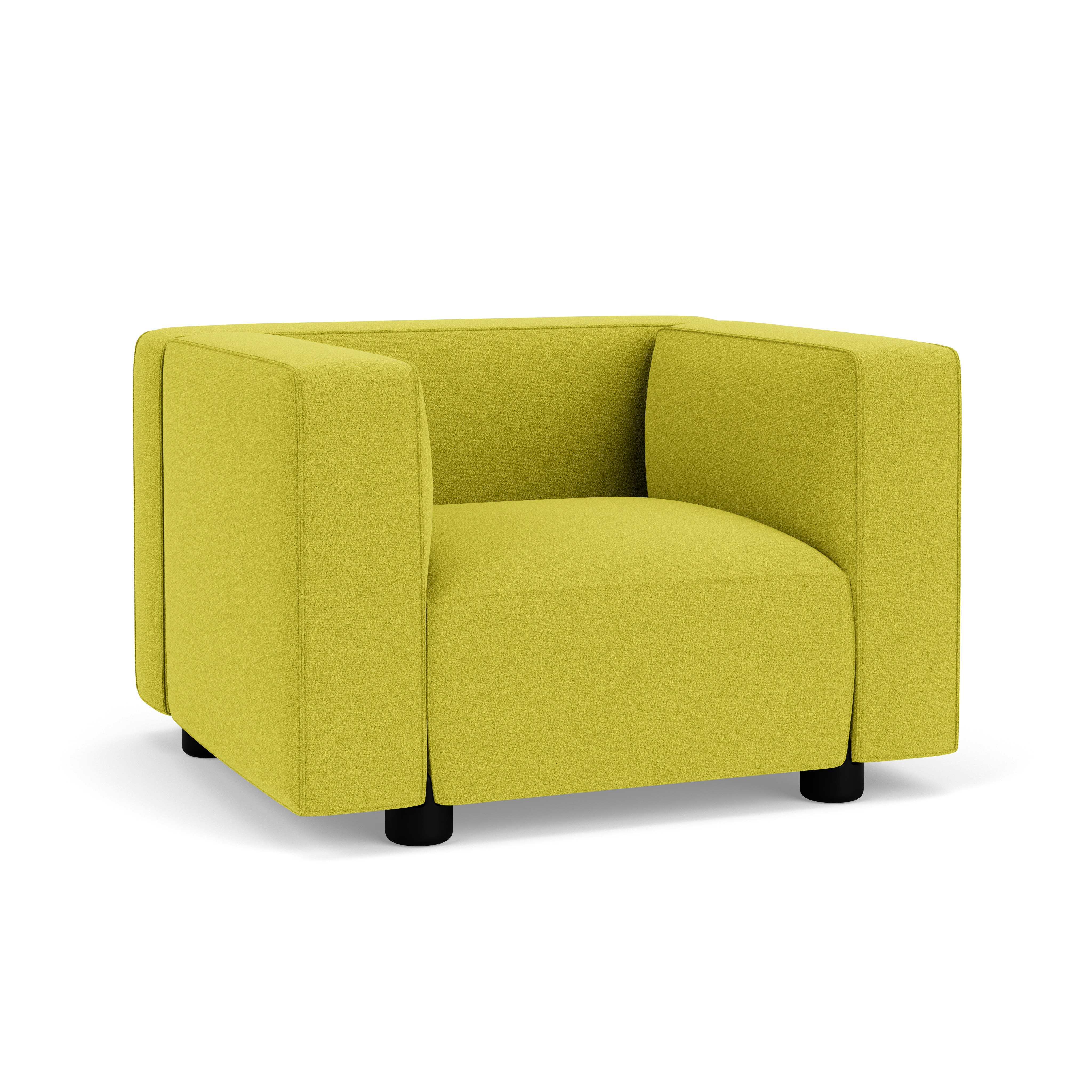 Barber Osgerby Armchair -  Black Lacquer, Knoll Boucle, Chartreuse