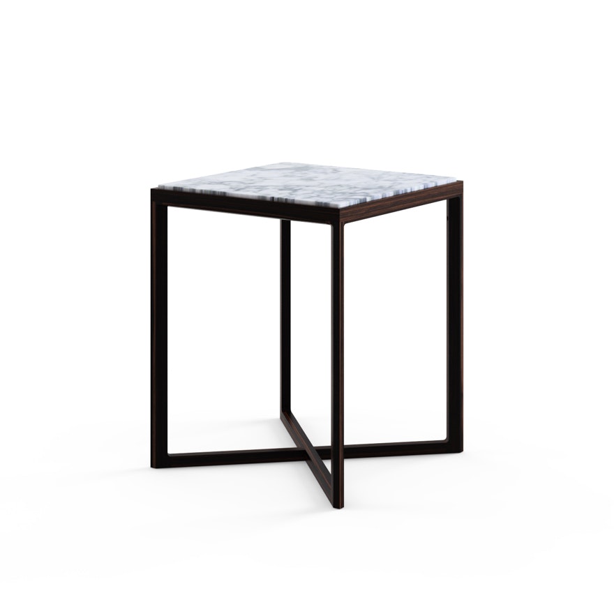 Krusin Side Table - Medium, Marble, Satin Arabescato, Ebonized Oak
