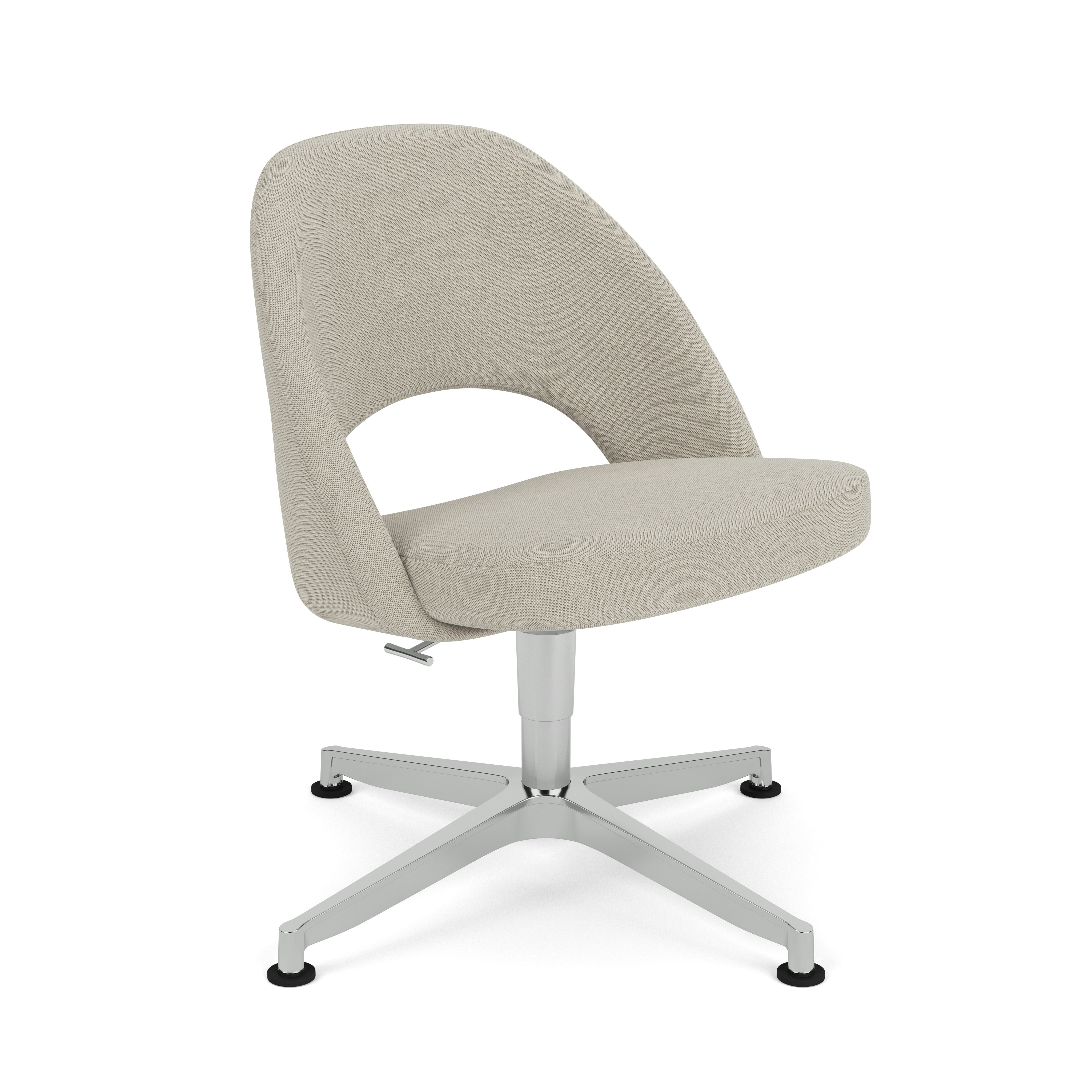 Saarinen Executive Office Side Chair, Crossroad,  Almond,  Polished Aluminum, Glides