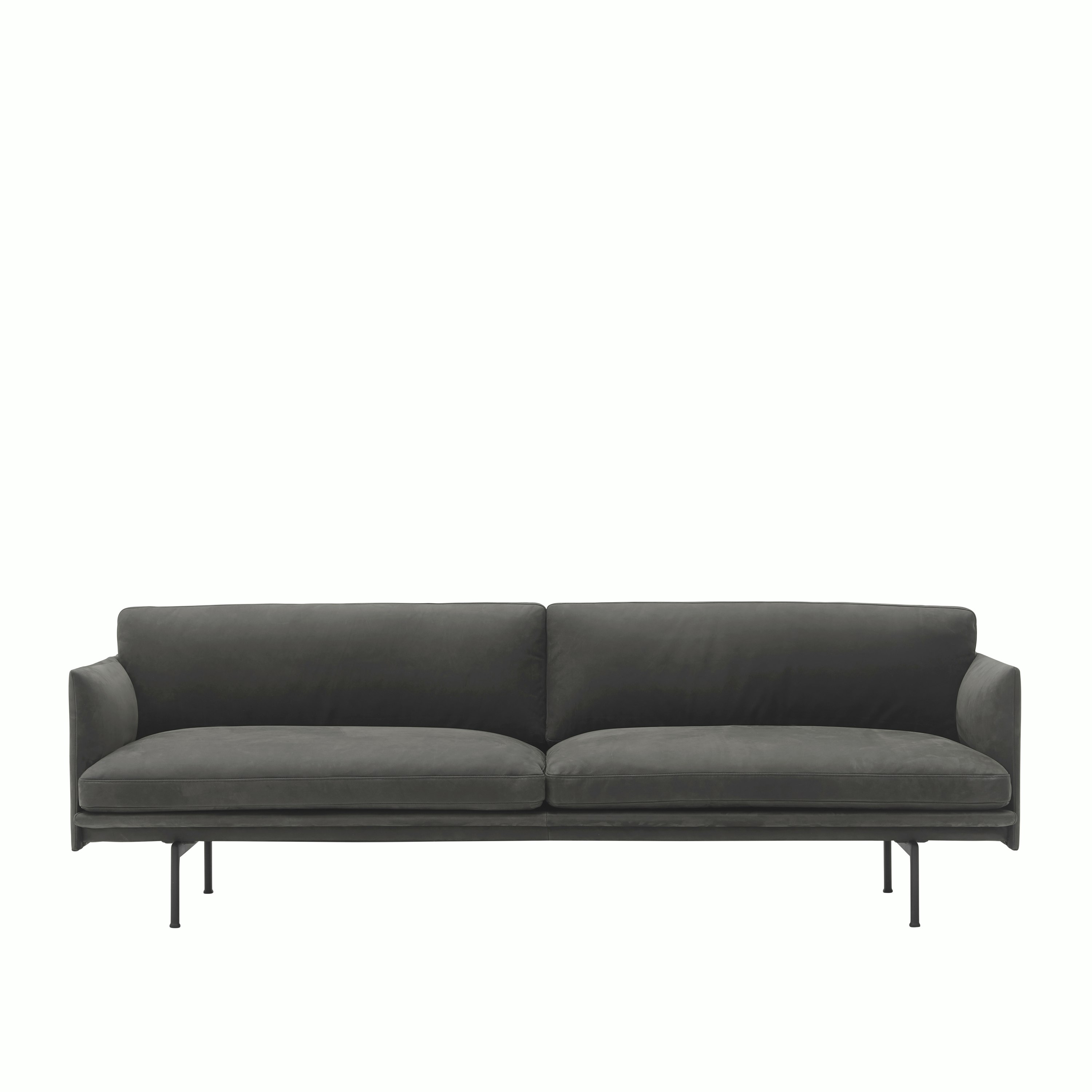 Outline sofa 3 seater grace leather grey black muuto