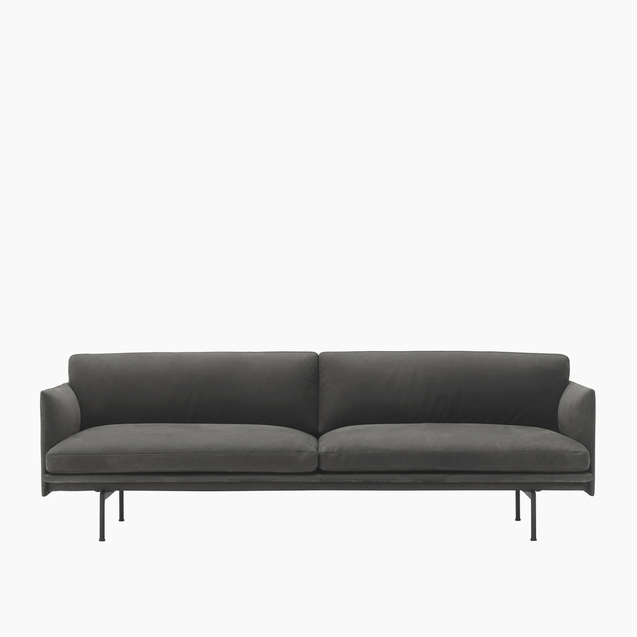 Outline sofa 3 seater grace leather grey black muuto