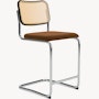 Cesca Counter Stool - Caned/Ebonized Beech Back,  Upholstered Seat,  Knoll Velvet,  Penny