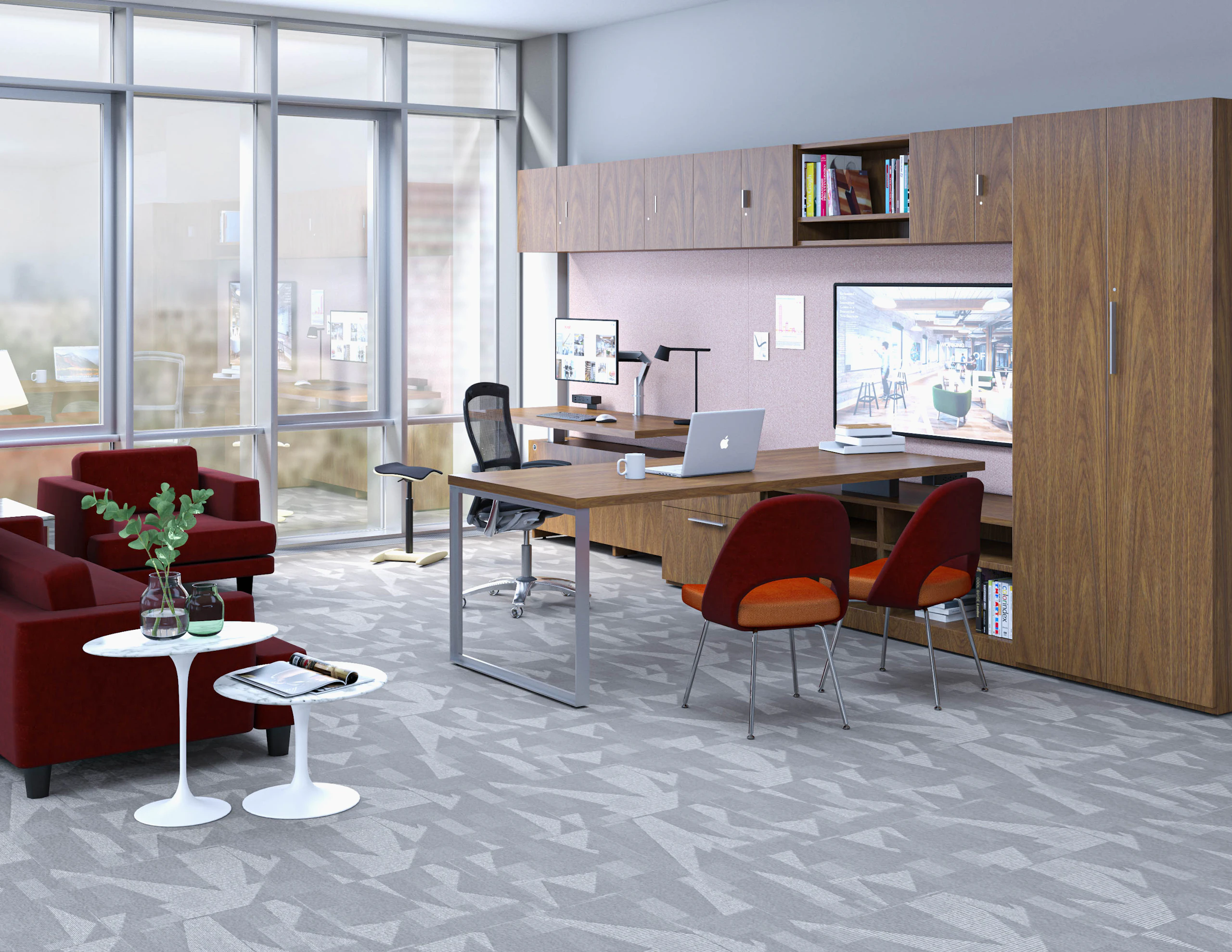 Private Office Reff Profiles Generation by Knoll Islands Collection by Knoll Saarinen Executive Chair Saarinen Side Table Jehs + Laub Lounge Chair Sapper Monitor Arm Fully Aleris Lighting Rockwell Unscripted Upholstered Cylinder