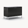 Florence Knoll Credenza - Two Position, Polished Chrome, Ebonized Oak, Polished Nero Marquina