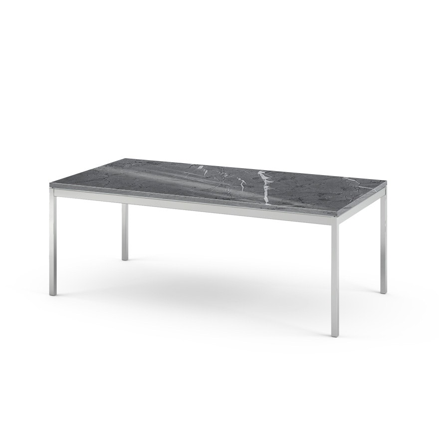Florence Knoll Rectangular Coffee Table - 45 X 22, 17, Polished Grigio Marquina, Polished Chrome
