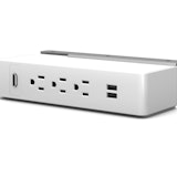 Table Undermount Electrical Outlet, 311, White Body/Silver Bracket