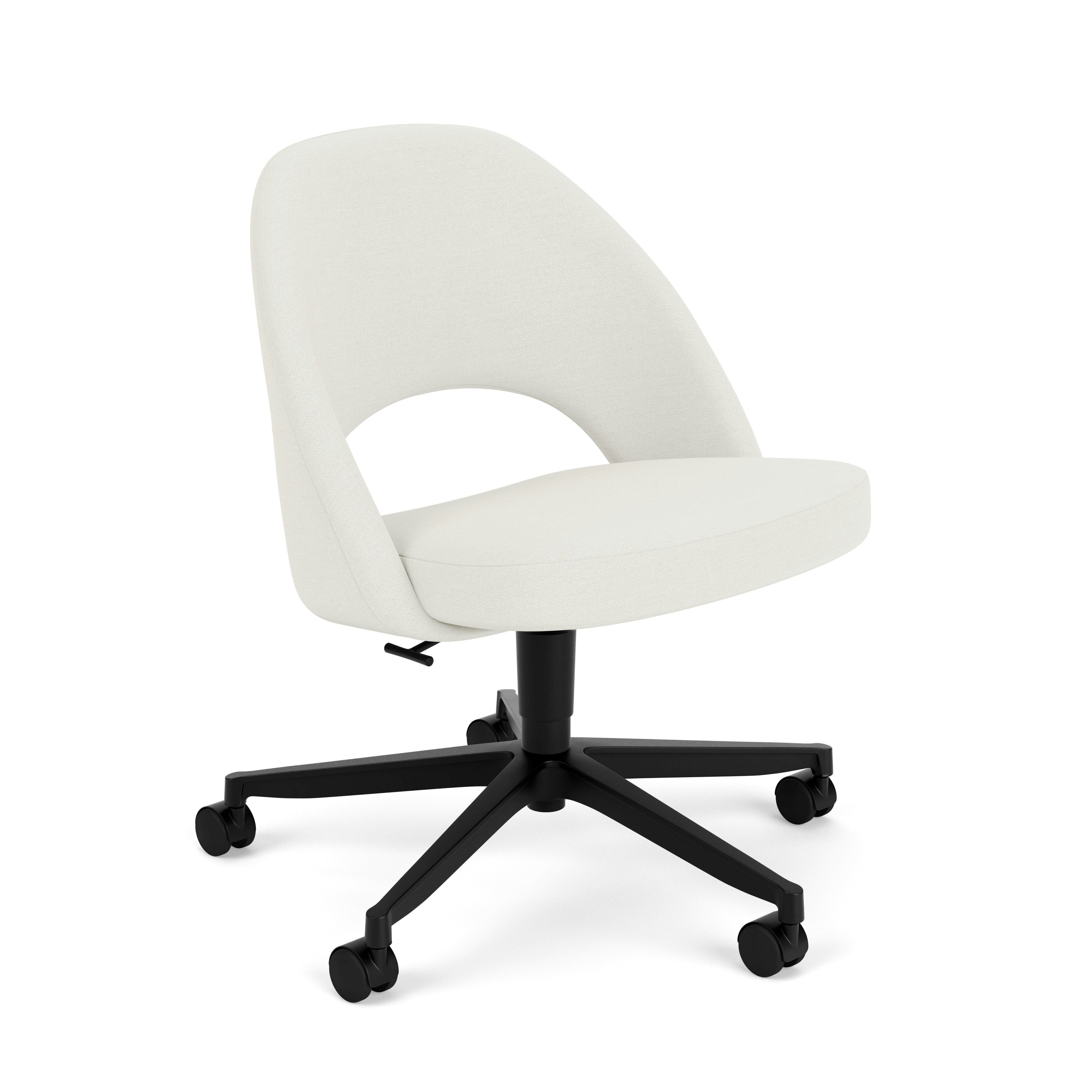 Saarinen Executive Office Side Chair, Hourglass, Air, Black, Hard Casters
